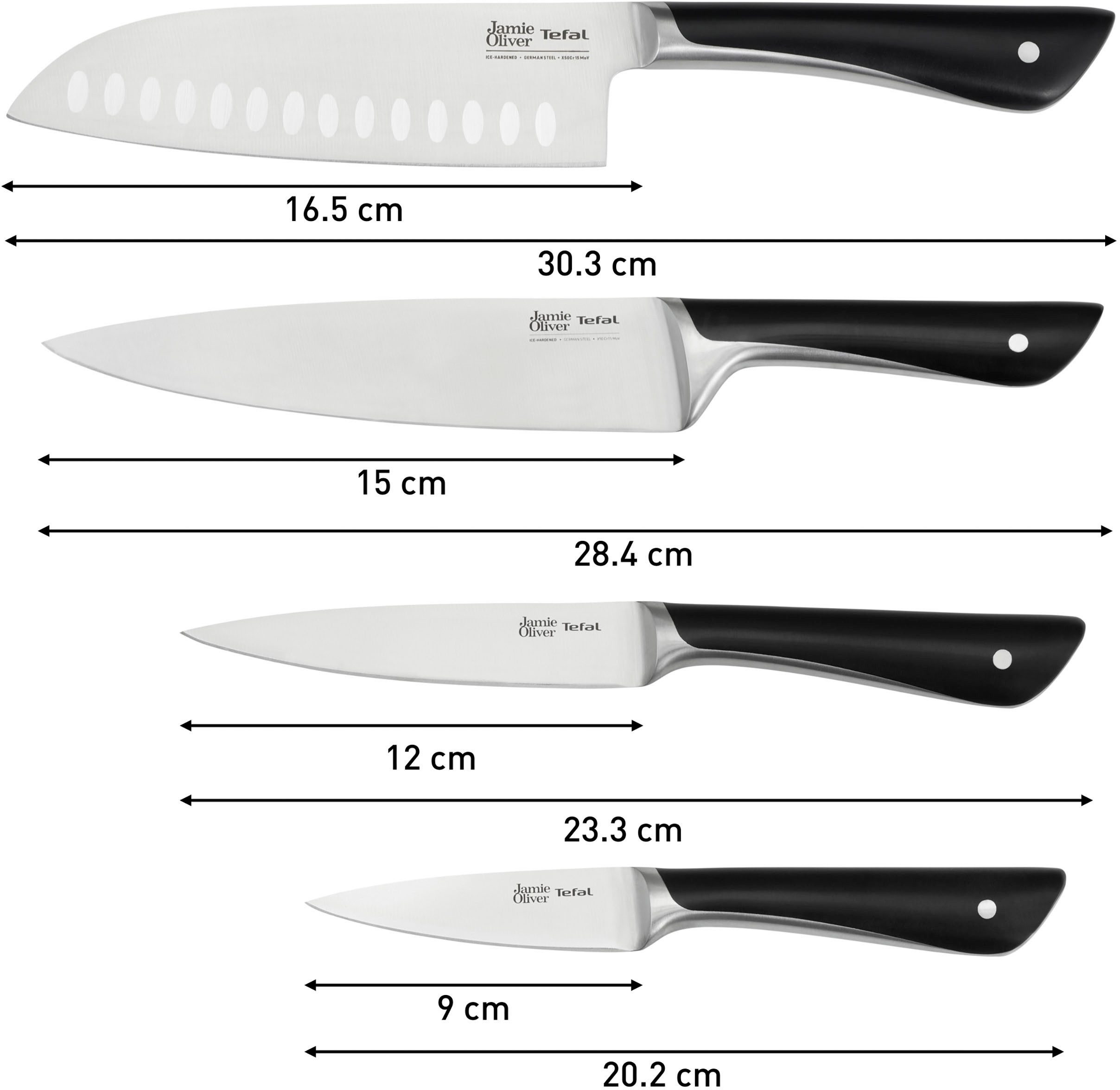 Tefal Messenset K267S4 Jamie Oliver hoge prestaties, herkenbaar ontwerp, duurzaam/langdurig (set, 4-delig)