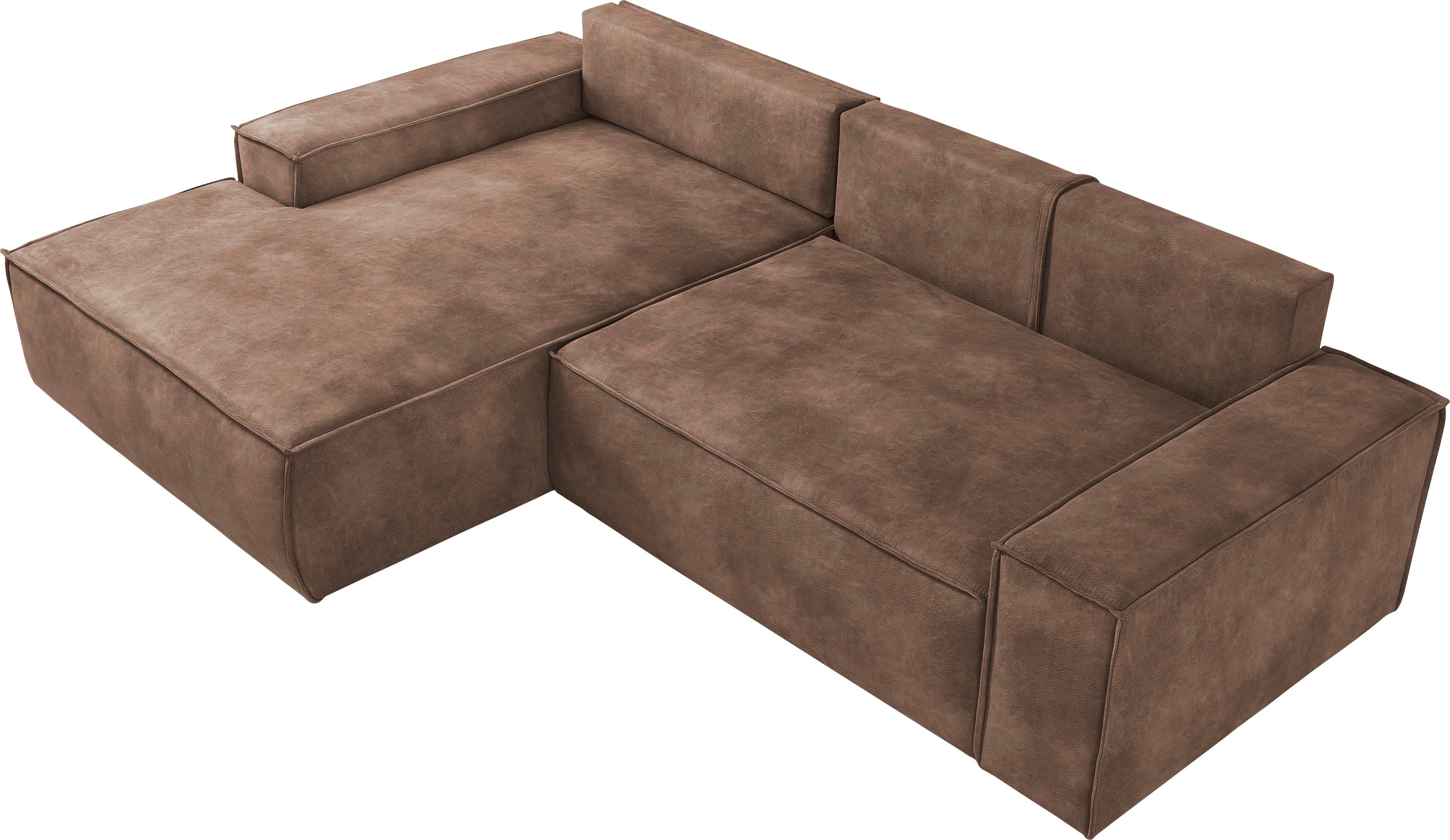 Home affaire Hoekbank SHERWOOD bedbank 267 cm, L-model, Slaapfunctie met bedlade (210x136 cm), cord, vintage, fluweel