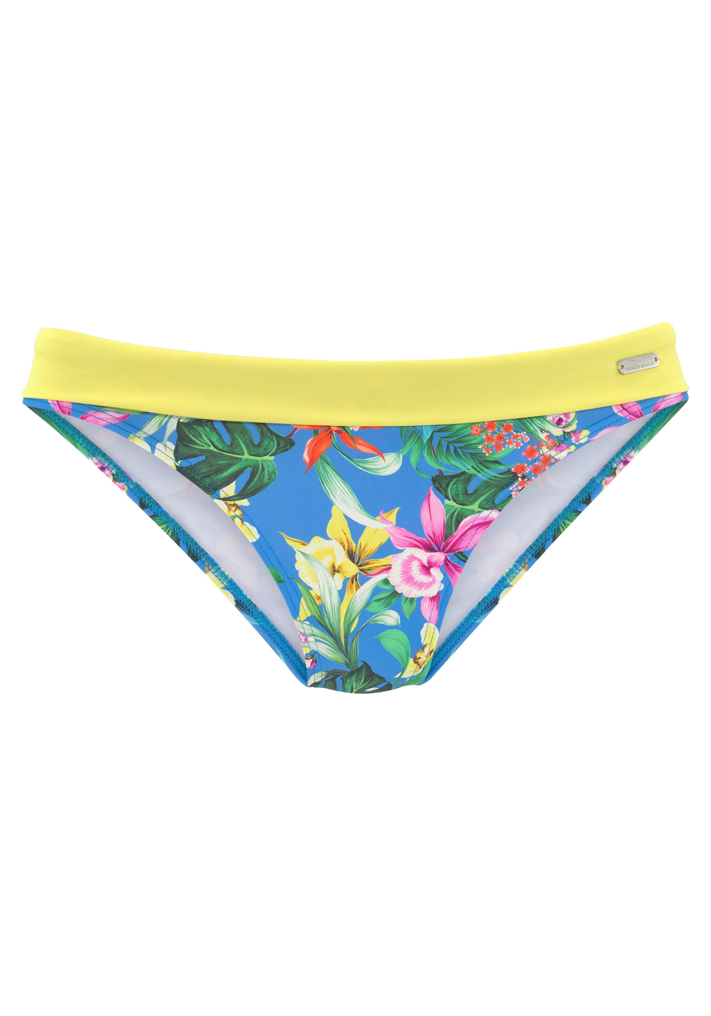 Venice Beach Bikinibroekje Hanni met tropische print en gele details