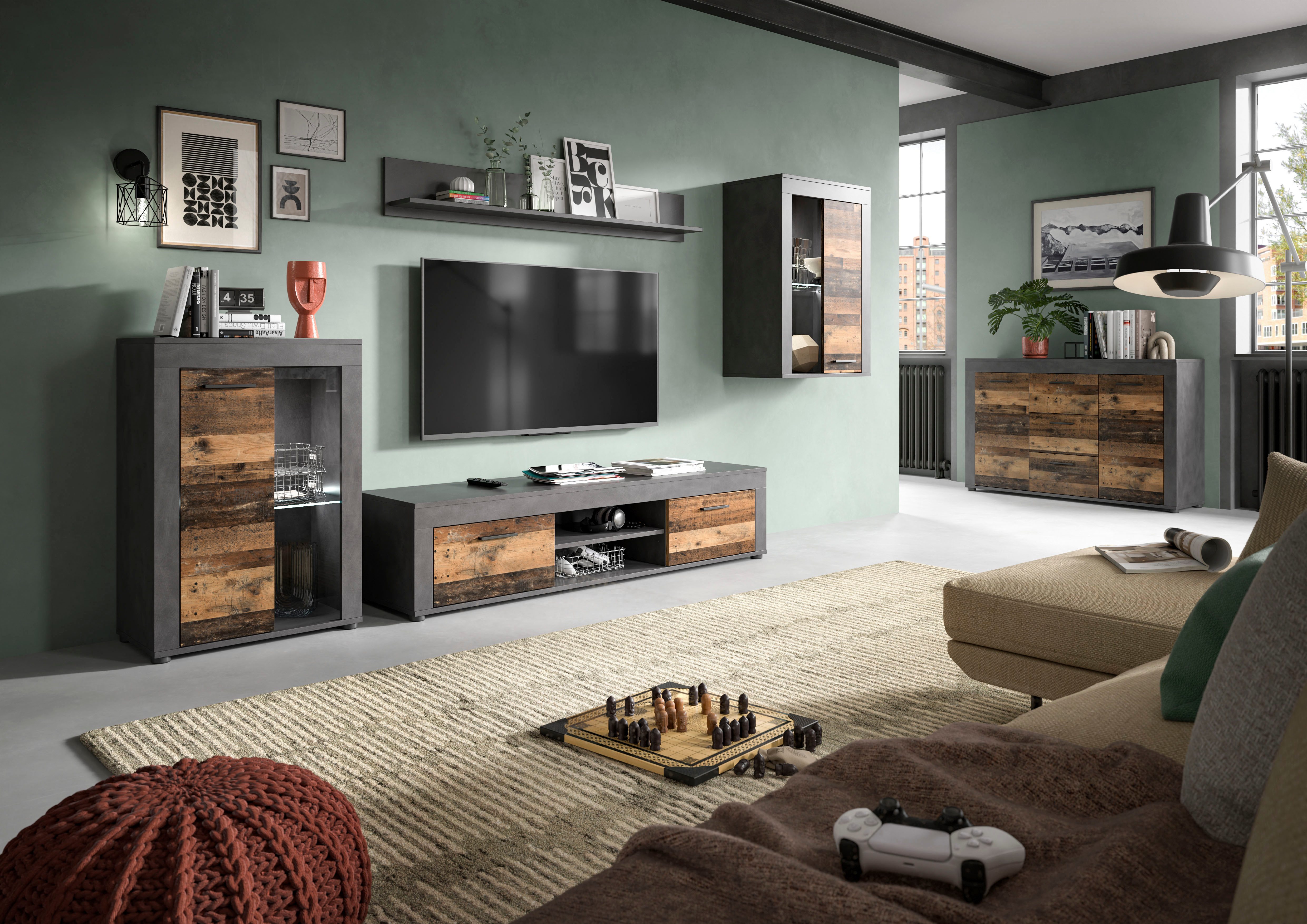 INOSIGN Vitrinekast Aosta, breedte 60 cm, staand of hangend, in verschillende kleuren Deurafdichting verwisselbaar, 1 glazen inlegvloer, hangvitrine, staande vitrine