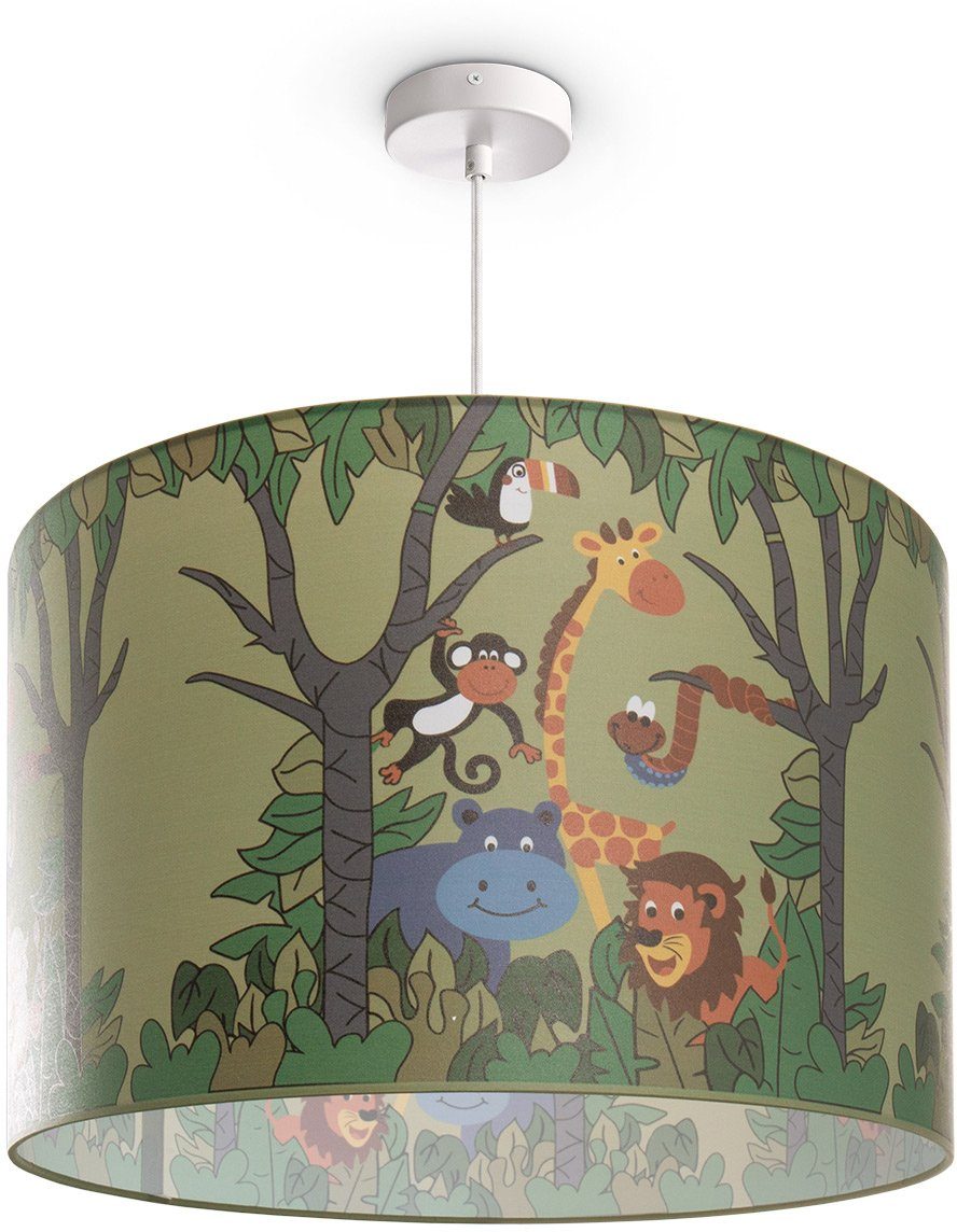 Paco Home Hanglamp Diamond 638 Kinderlamp plafondlamp LED kinderkamer jungle dieren-motief E27