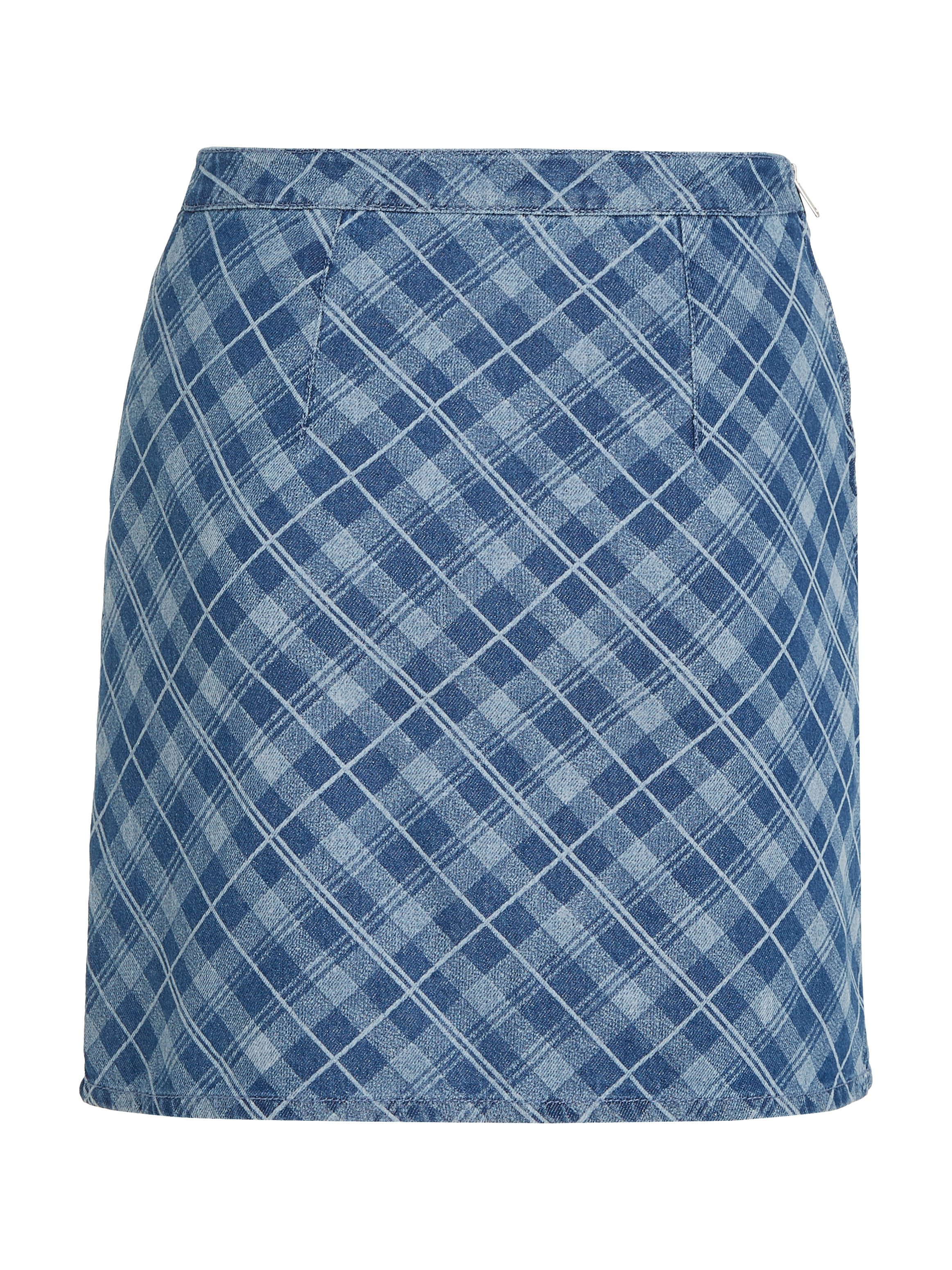 TOMMY JEANS Geweven rok TJW TARTAN CHECK CHAMBRAY SKIRT Webrok in modieuze tartan ruitpatroon