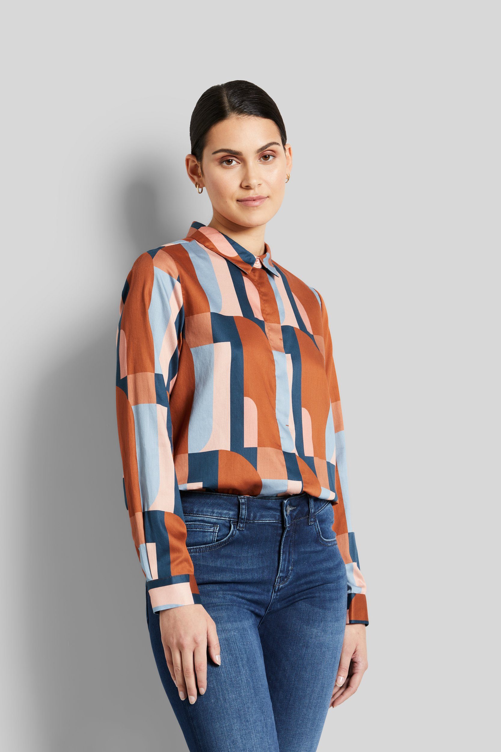 Bugatti Blouse met lange mouwen met verborgen knoopsluiting dames lange blouses maat 40 blauw