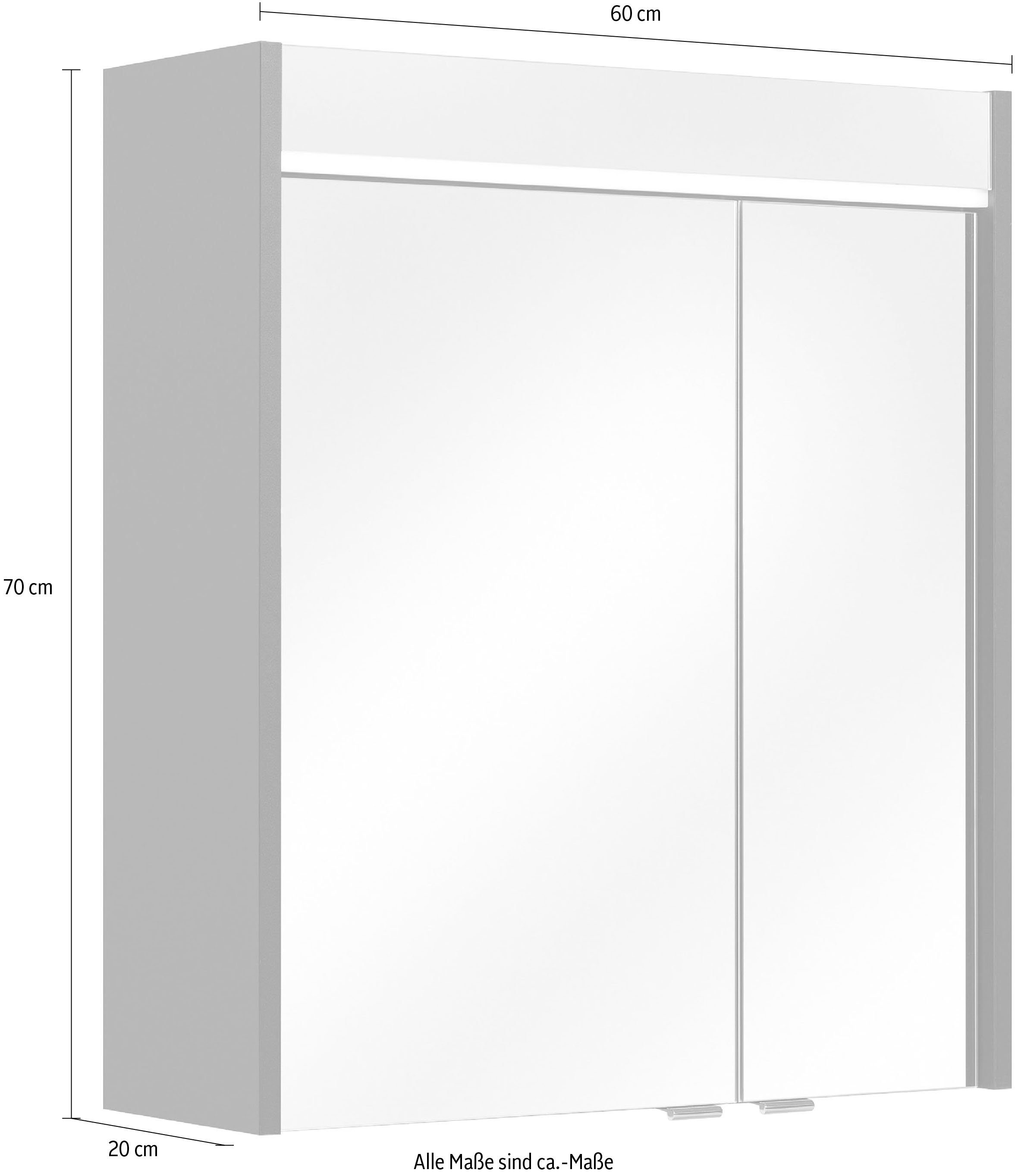 Saphir Spiegelkast Quickset 327 badkamermeubel, 2 spiegeldeuren, 2 legplanken, 60 cm breed