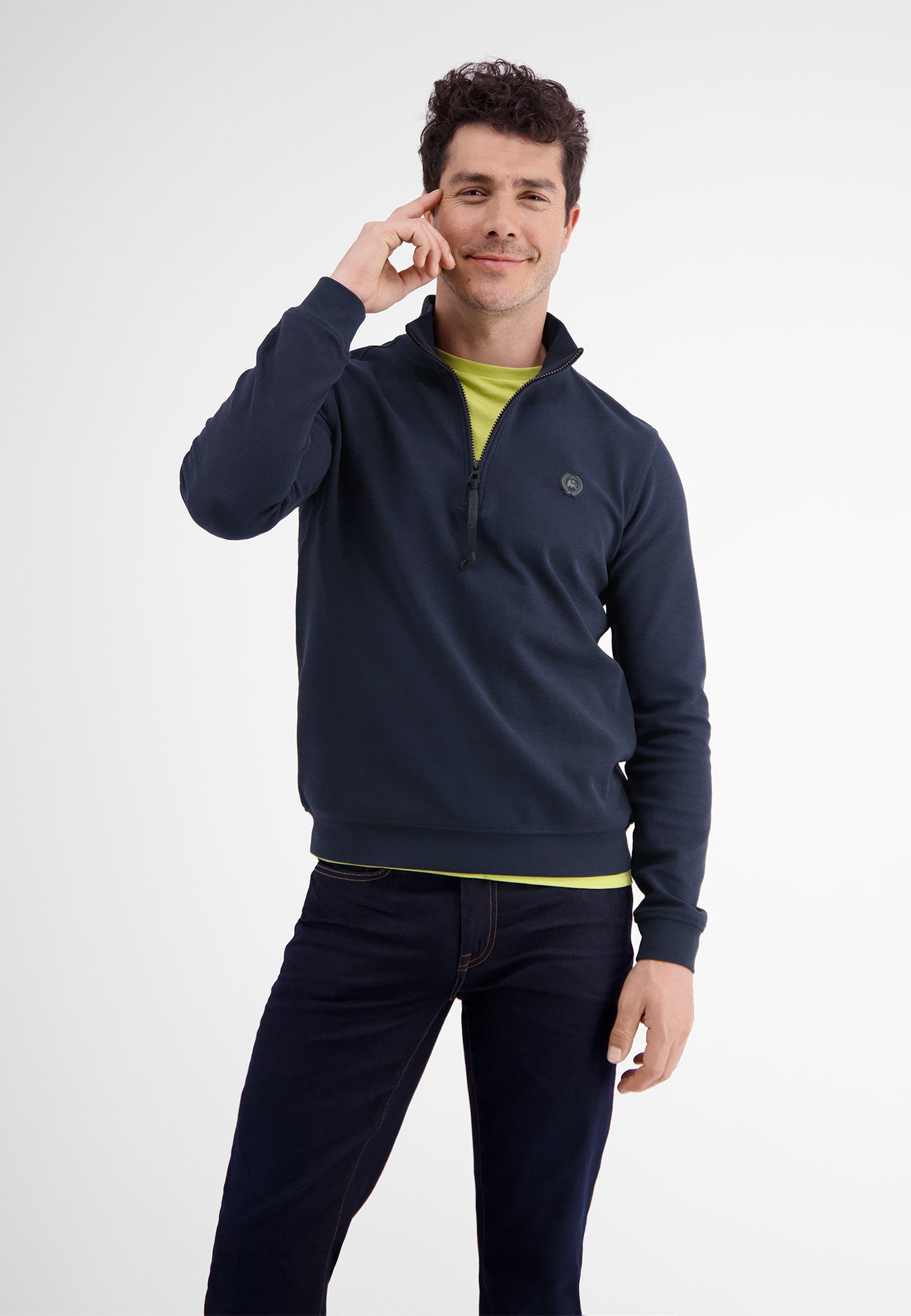 Lerros Sweatvest LERROS brei troyer in structuurkwaliteit heren sweatvesten maat S blauw