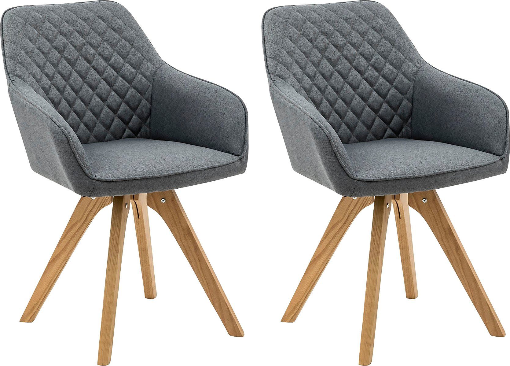 SalesFever Eetkamerstoel met diamantvormig stiksel op de rugleuning (set, 2 stuks)