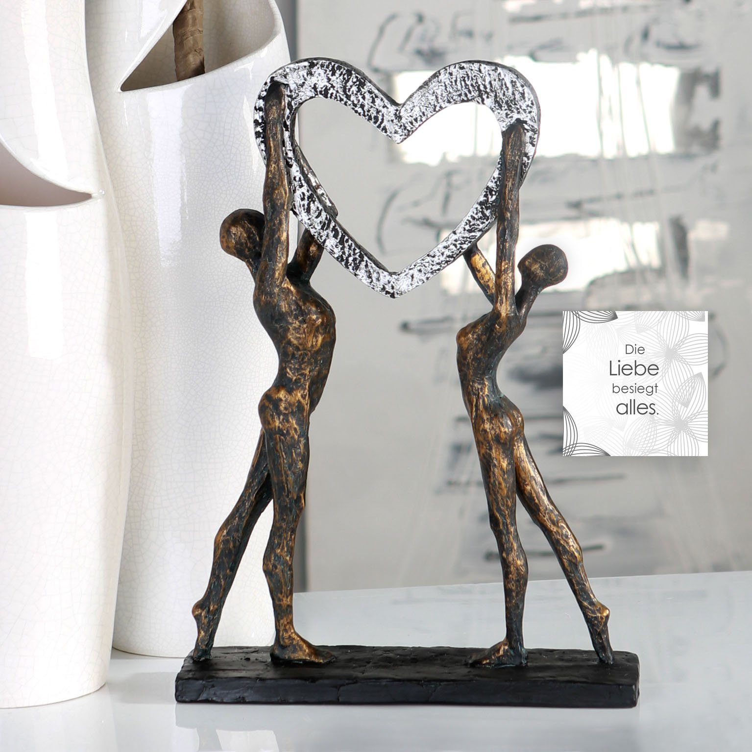 Casablanca by Gilde Decoratief figuur Sculptuur Victory Decoratief object, hoogte 37 cm, met hart, met teksthanger, woonkamer (1 stuk)