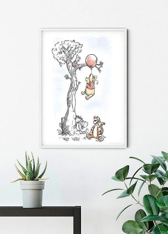 Komar Wanddecoratie Winnie The Pooh Hang on Wanddecoratie voor de kinderkamer - zonder lijst (1 stuk)