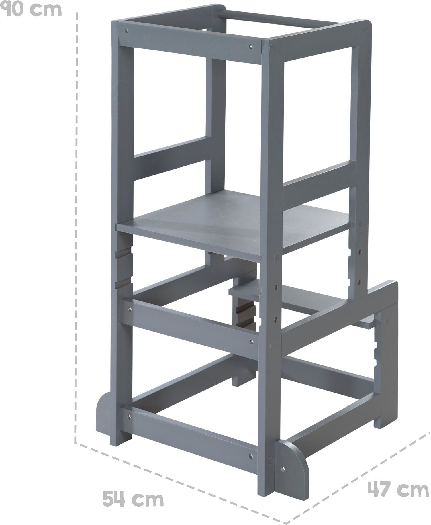 Roba® Stahulp Leertoren volgens Montessori, antraciet