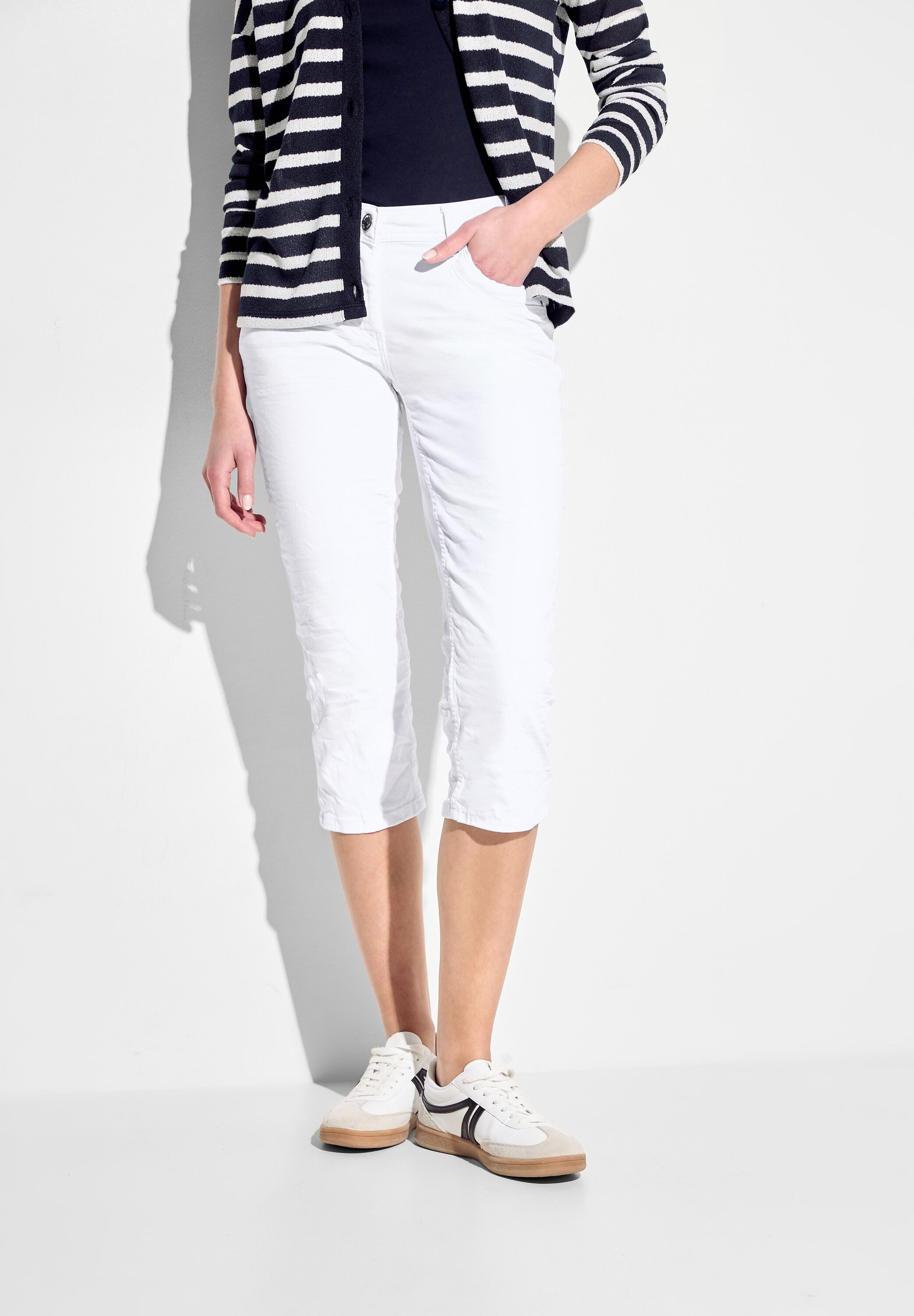 Cecil 3/4 jeans Stijl Scarlett met decoratieve naden dames capri jeans maat 34 wit