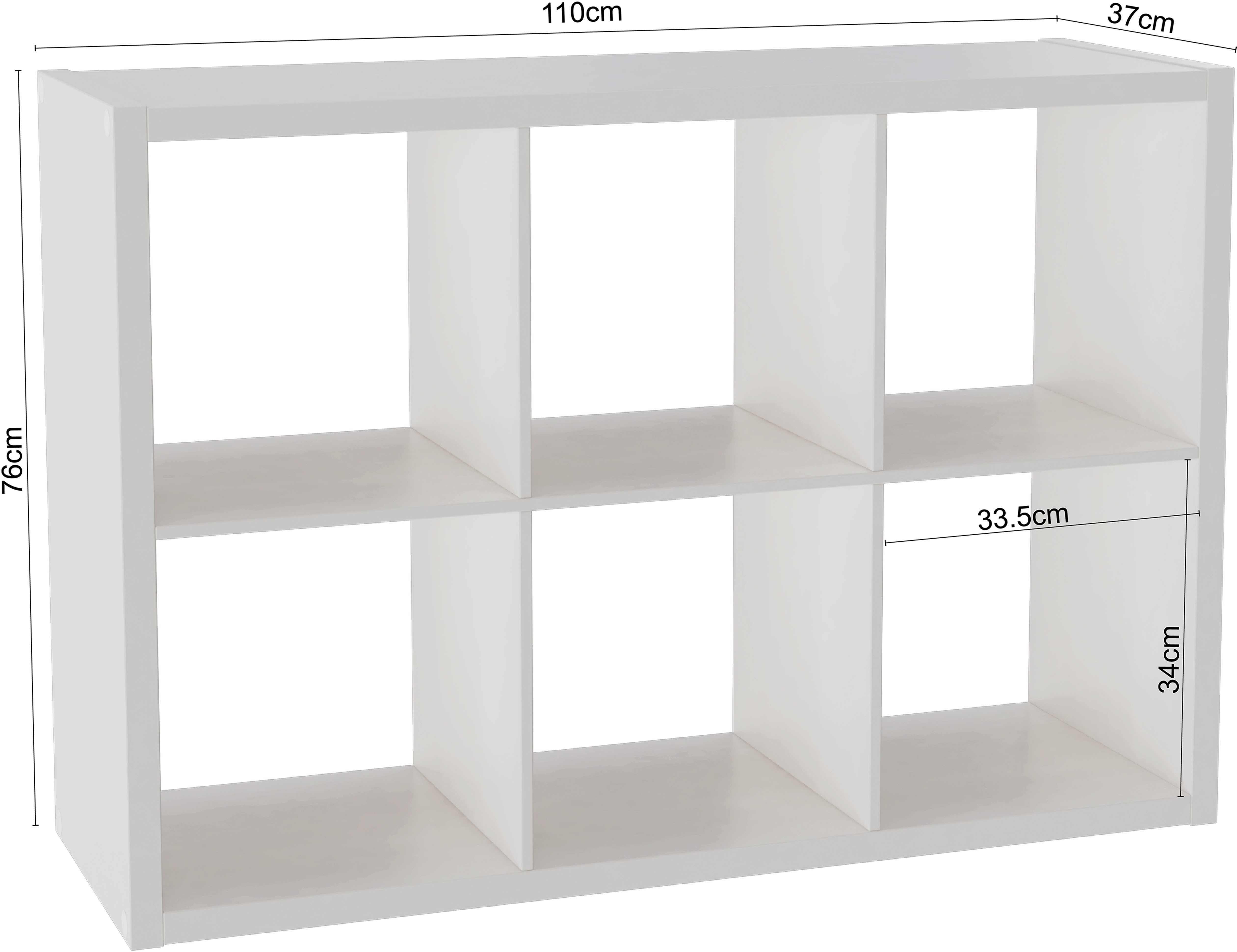 INOSIGN Boekenkast IZOLA, roomdivider, ordnerstelling, kubusrek, met 6 of 8 vakken, liggend en staand(b/d) 76x37 cm