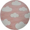 paco home vloerkleed voor de kinderkamer cosmo 342 3d-design, schattige wolken motief, pastelkleuren, kinderkamer roze