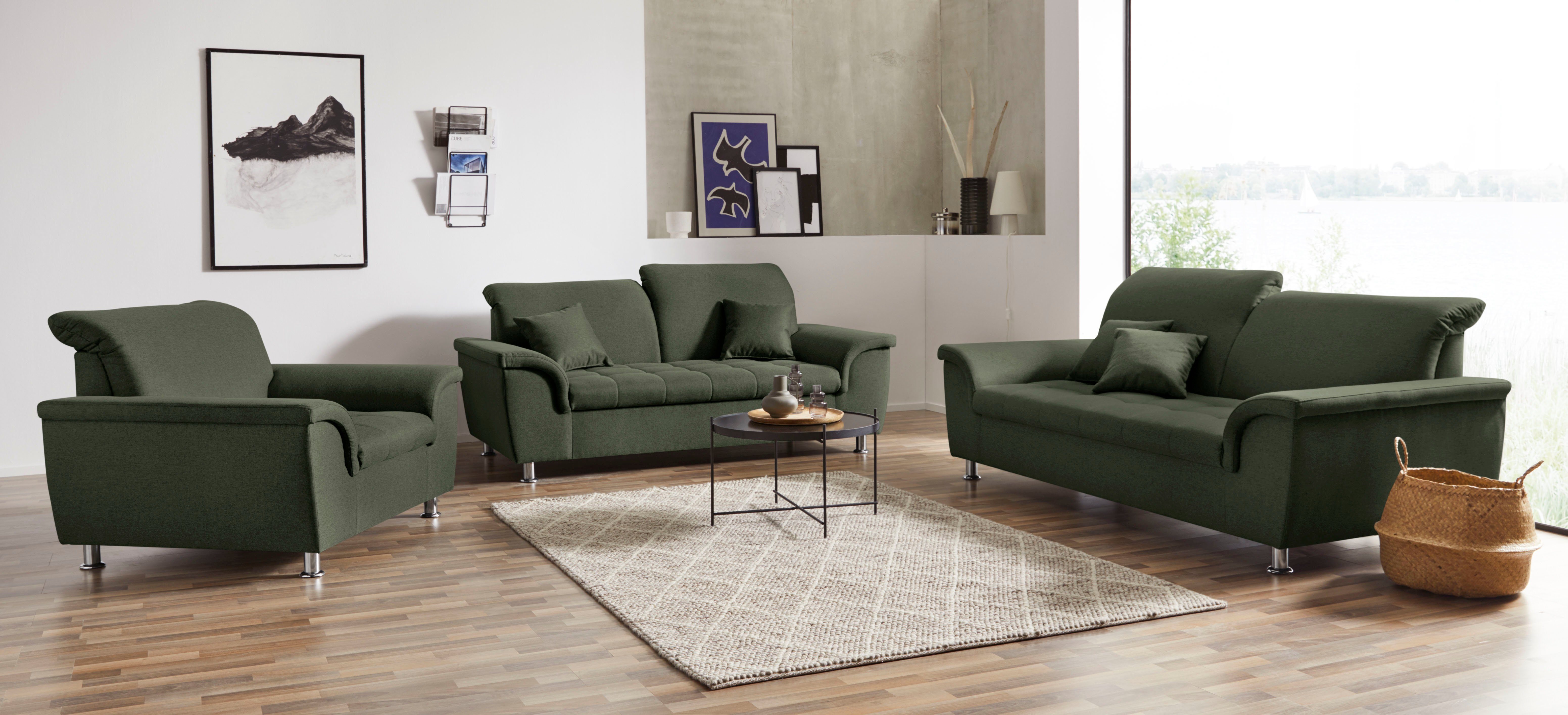 DOMO collection 2,5-zitsbank Franzi, tijdloos en elegant, moderne zittingstikking naar keuze met verstelbare hoofdsteun, inclusief sierkussen