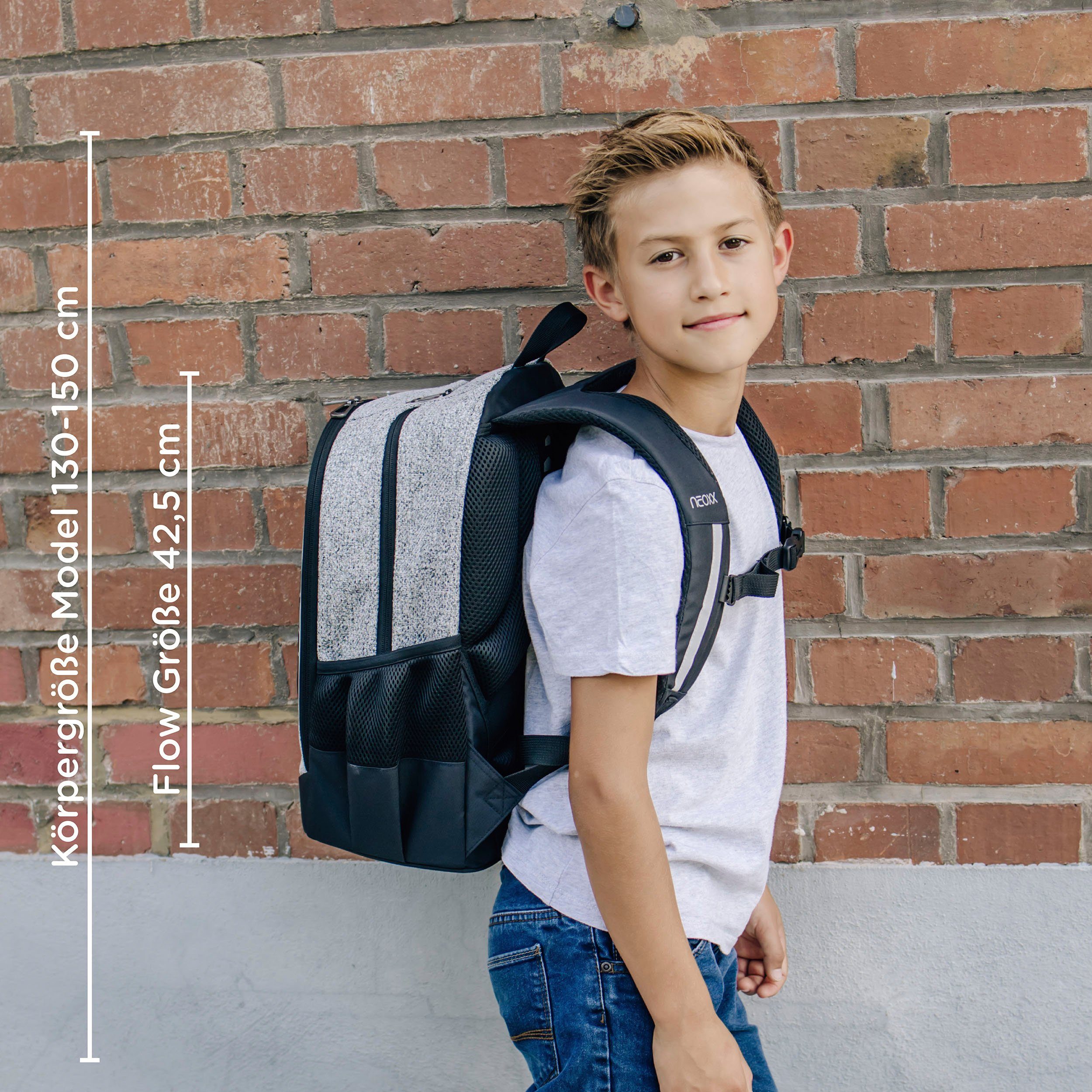 neoxx Schoolrugzak Flow, Wool the World gedeeltelijk van gerecycled materiaal