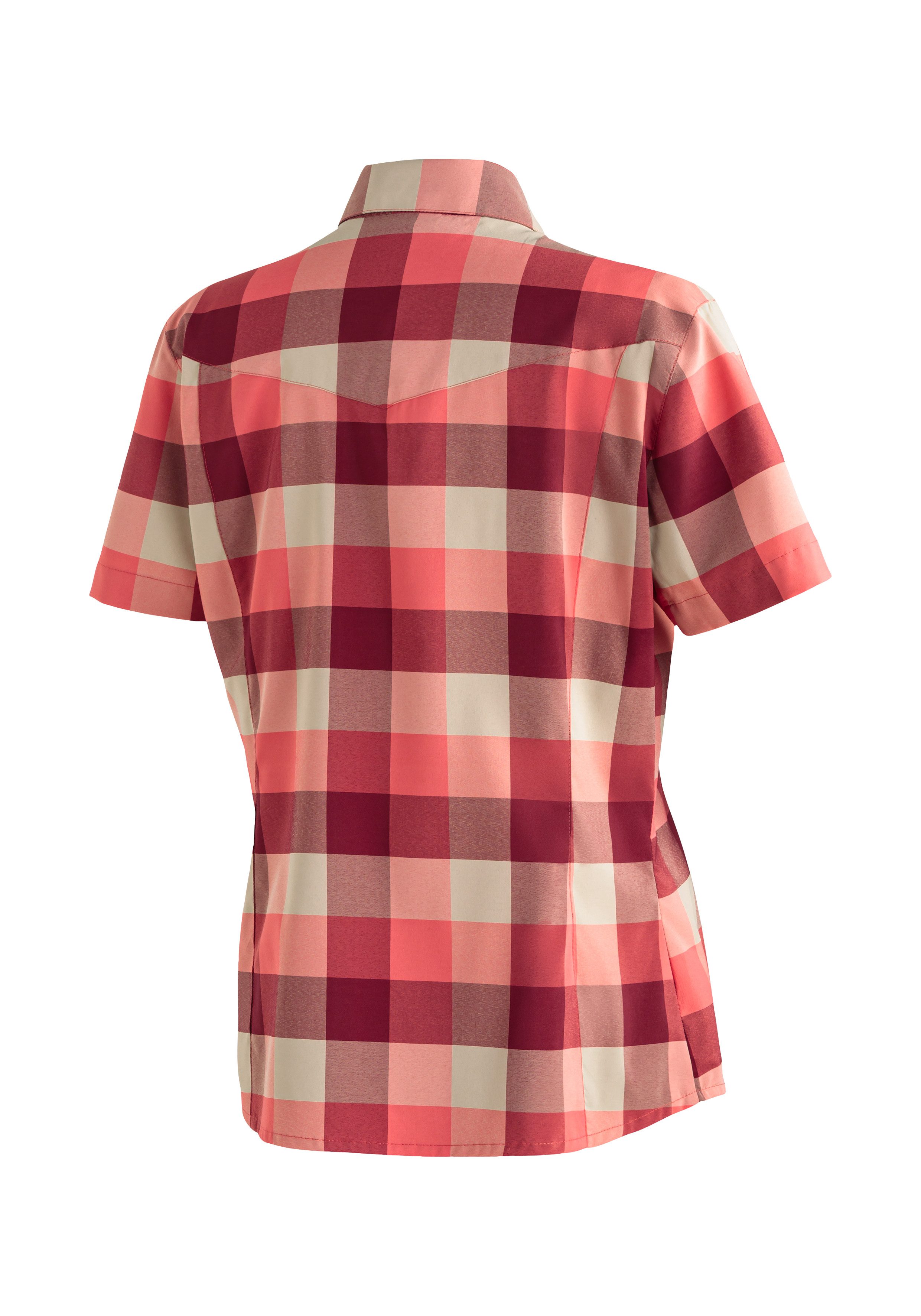 Maier Sports Outdoorblouse Kendra S/S W Dames korte mouwen blouse, onderhoudsvriendelijke geruite blouse