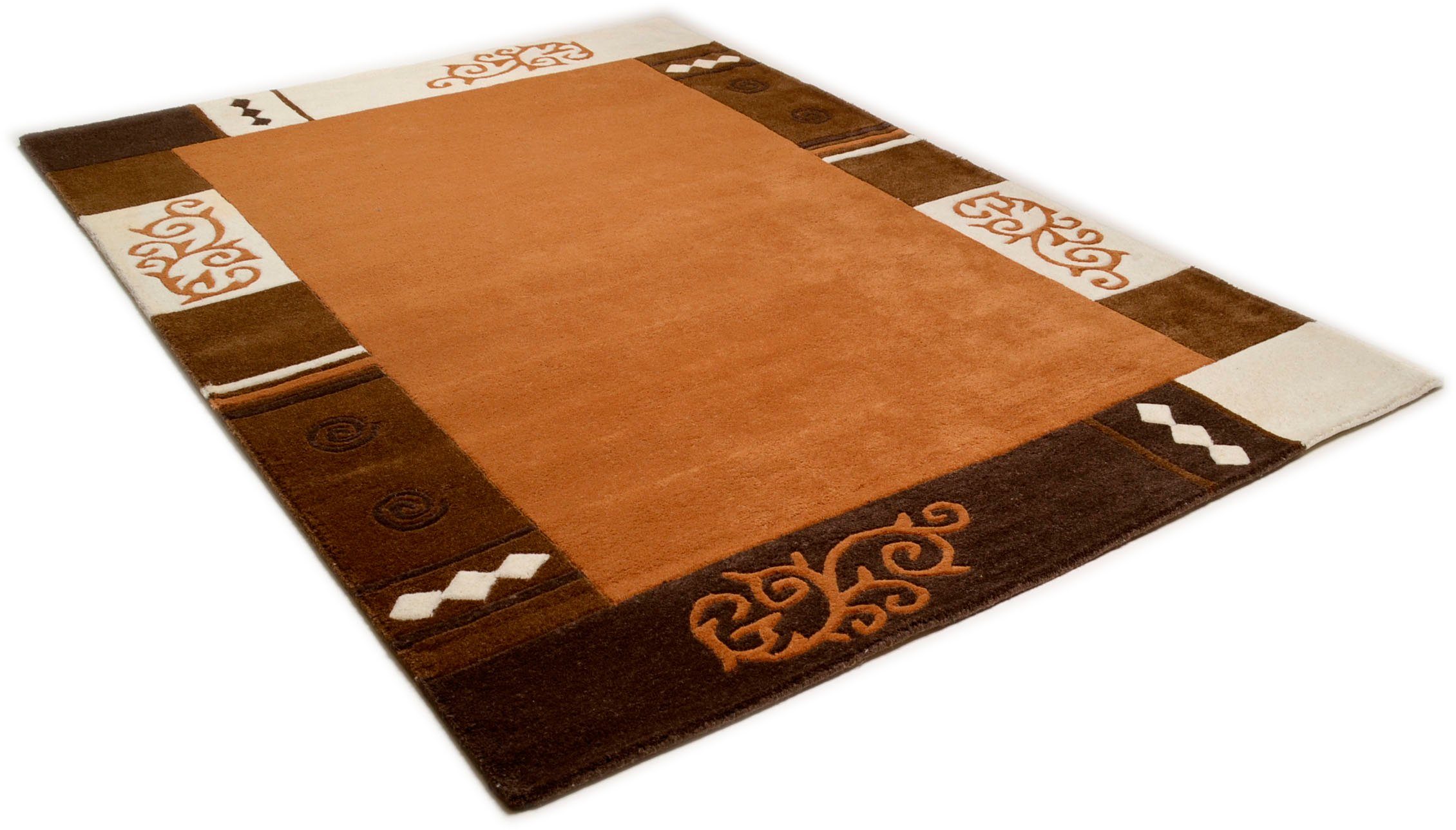 THEKO Wollen kleed AMBADI zuiver scheerwol, handgetuft, met randdessin, modern
