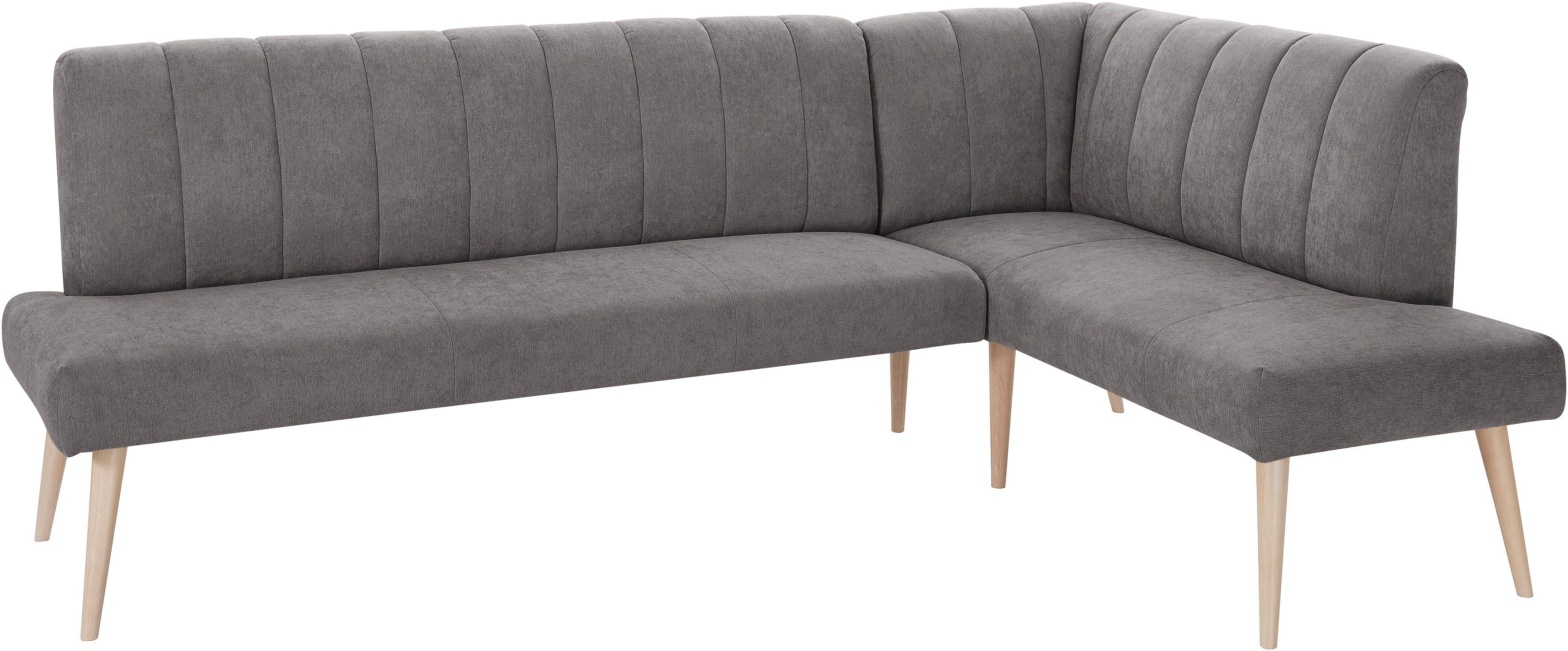 exxpo - sofa fashion Hoekbank Costa, moderne rugstikking, comfortabel en elegant, hoge houten voet grijs, hoekbanken, Ottomane rechts, lange zijde