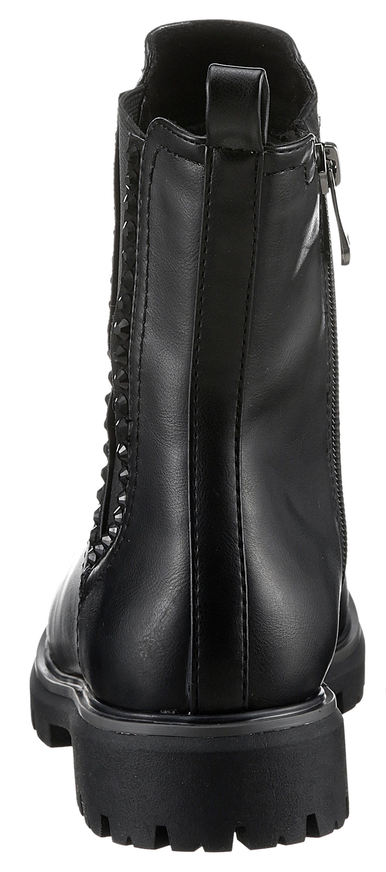 Marco Tozzi Chelsea-boots , blokhak, enkellaarsjes, laarzen, vegan, versierd met strass-steentjes