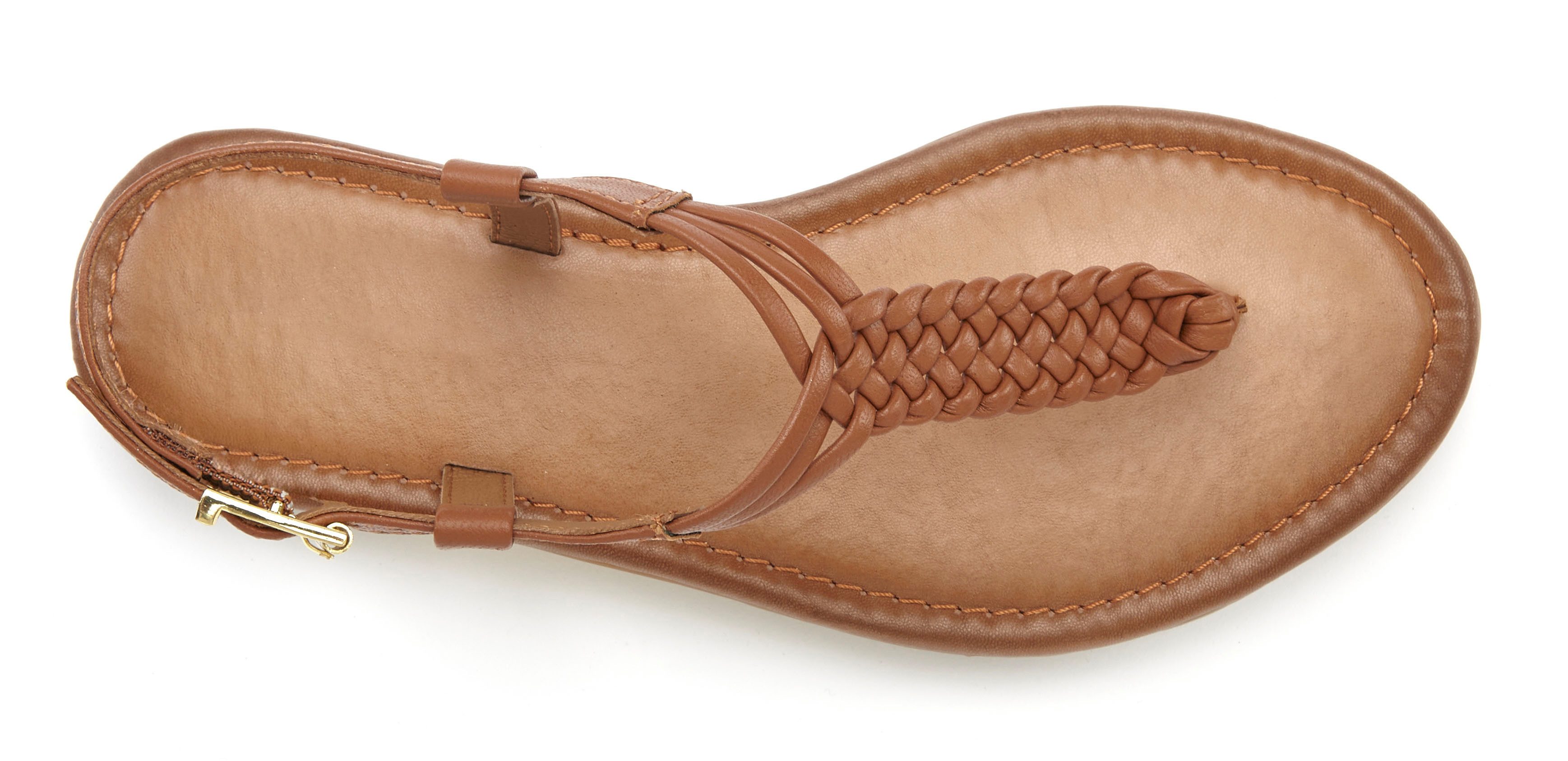 Vivance Teenslippers Sandalette, zomerschoen, sandaal van leer met vlecht-look