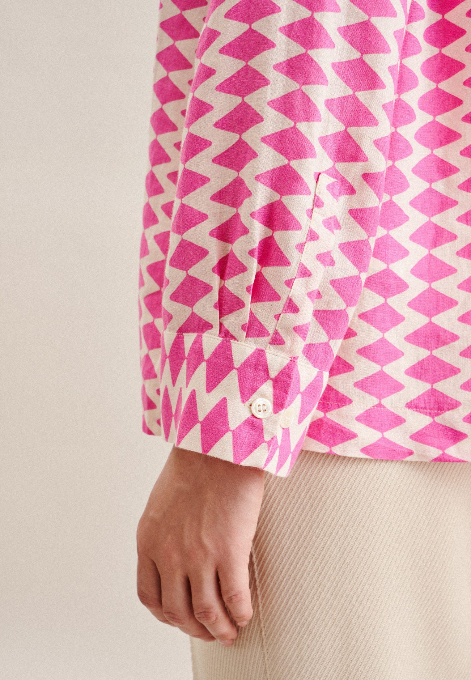 seidensticker Overhemdblouse Zwarte roos Lange mouwen kraag geometrische motieven