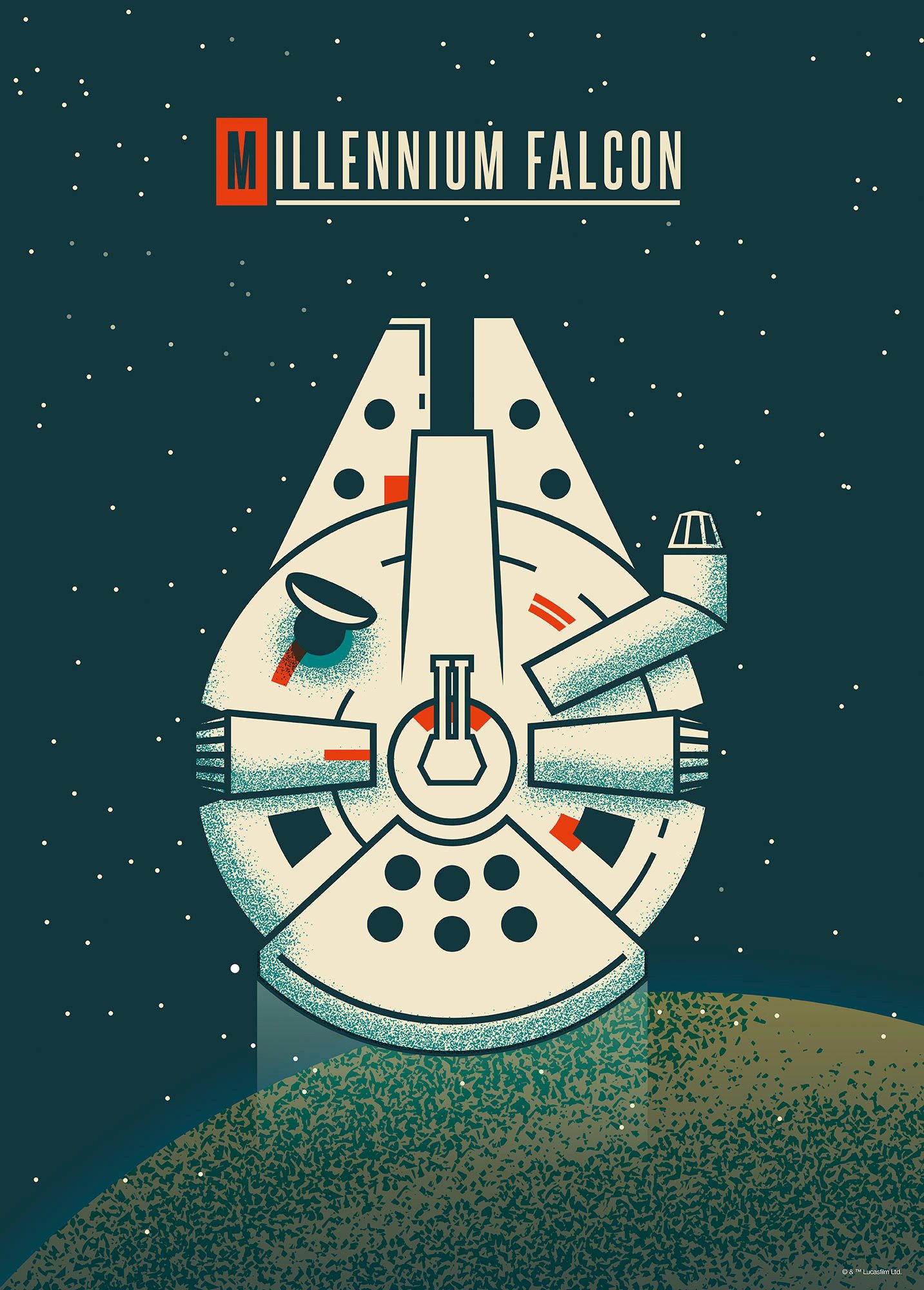 Komar Artprint Star Wars Geeky Millennium Falcon 40 x 60 cm (breedte x hoogte) - kinderkamer, decoratie (1 stuk)