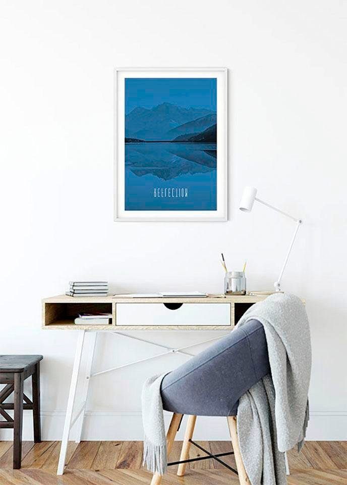 Komar XXL poster Word Lake Reflection Blue