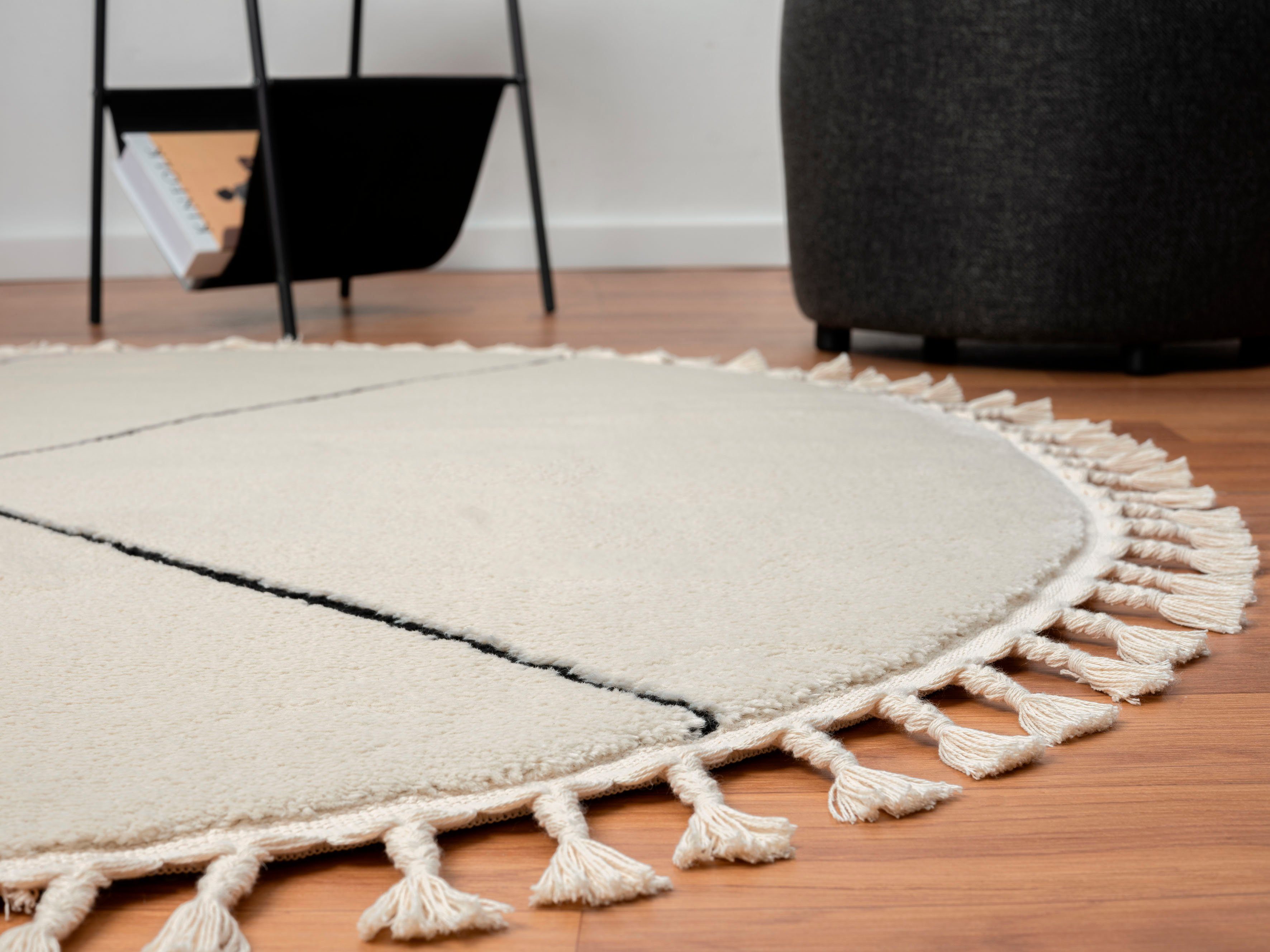 Myflair Möbel & Accessoires Hoogpolig vloerkleed Moroccan Signature modern, marokkaans ontwerp, ruitenpatroon, zacht, met franjes