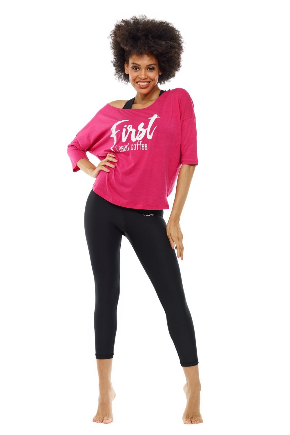 Winshape Shirt met 3/4-mouwen MCS001 ultralicht met witte glitter-print