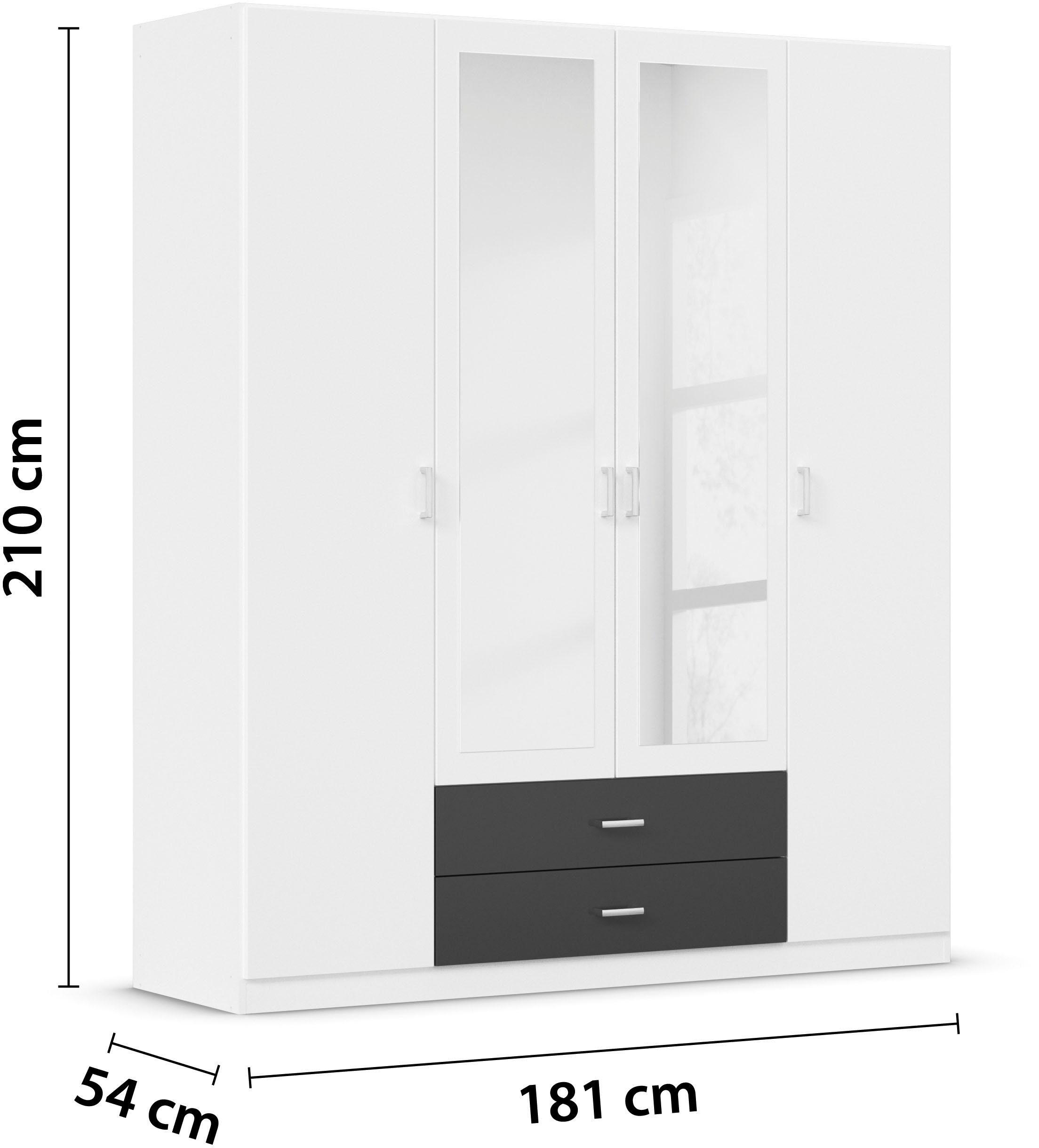 rauch Kledingkast Kast Garderobe Wasmand GAMMA in 3 Breedtes veel opbergruimte met 6 lades, met spiegel topseller made in germany