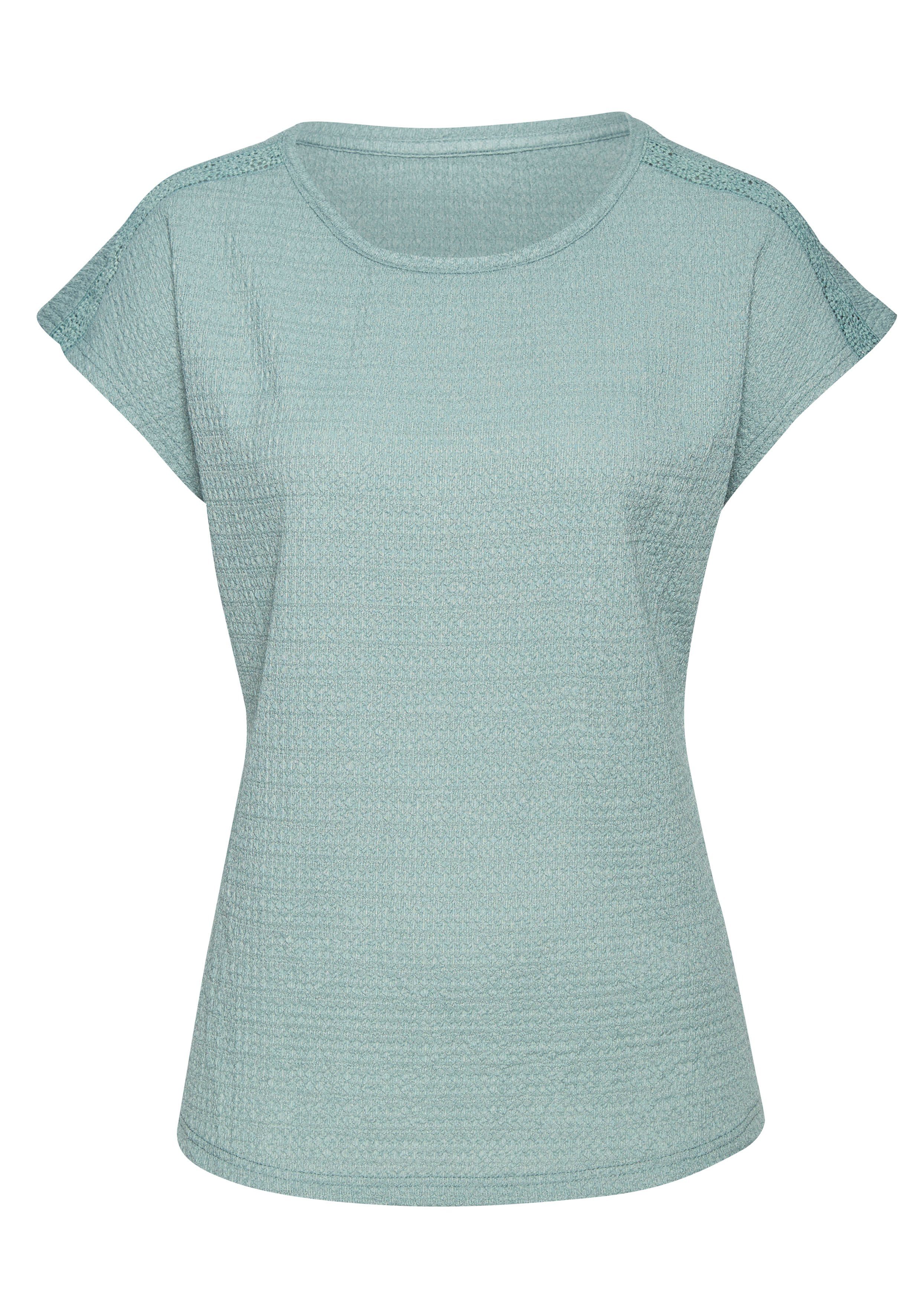 Vivance Shirt met korte mouwen Met decoratieve haak-inzet van kreukvrije crêpe-kwaliteit (1-delig)