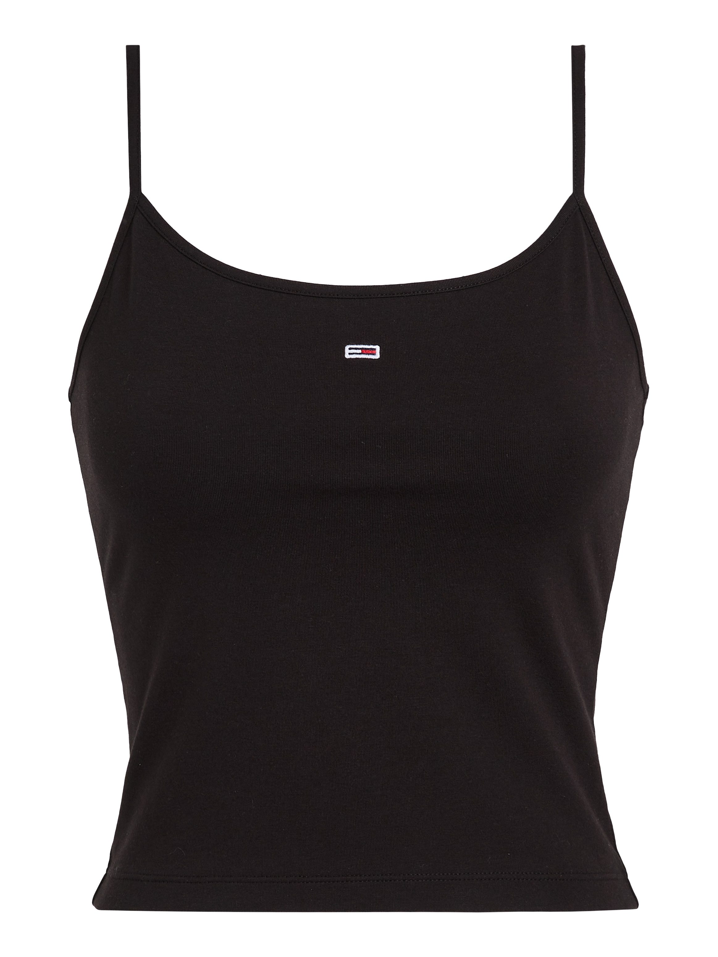 TOMMY JEANS Top met spaghettibandjes Crop Essential Strap Tank Top, kort met verstelbare spaghettibandjes merklogo