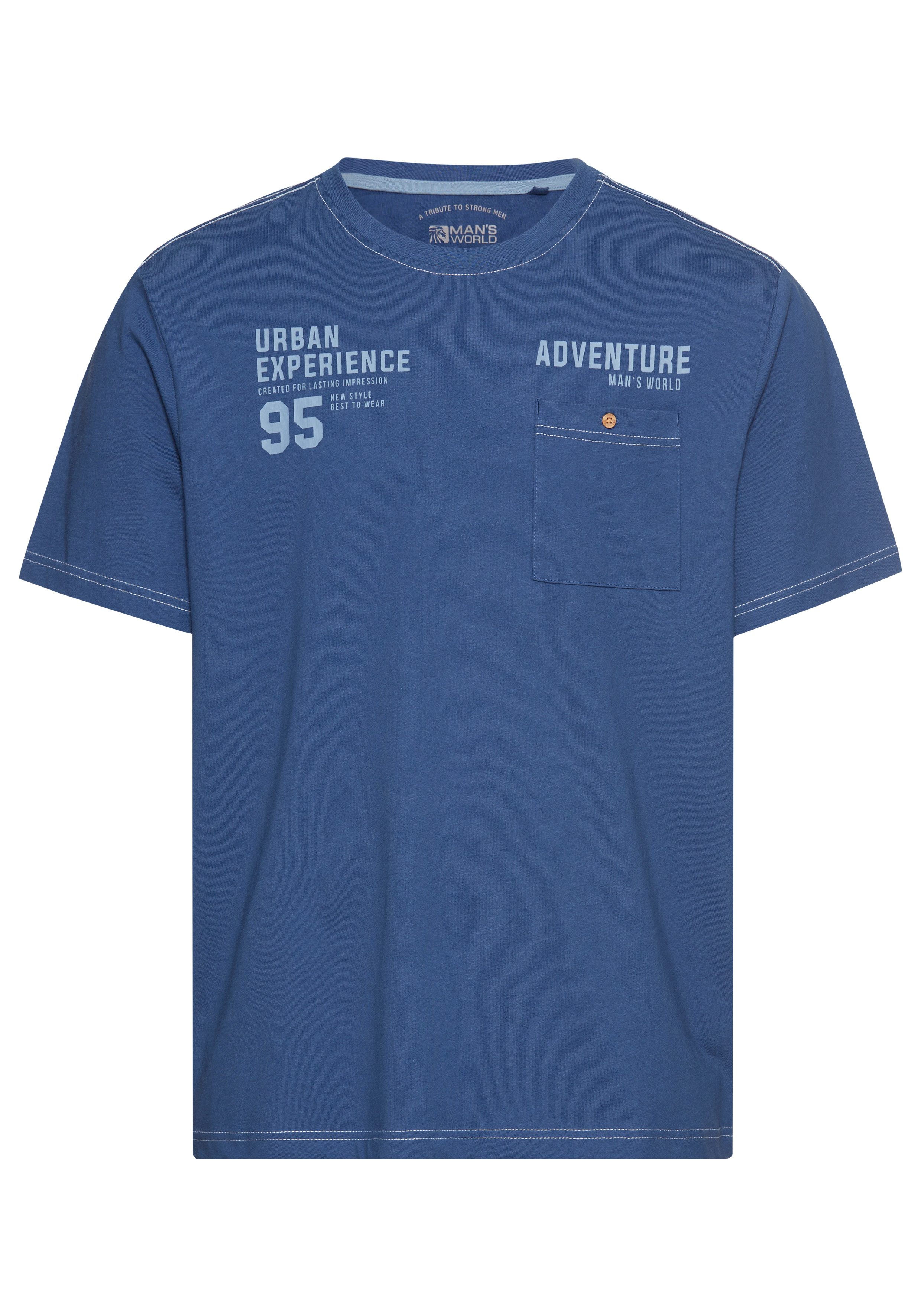 Man's World T-shirt met contraststiksels en functionele borstzak