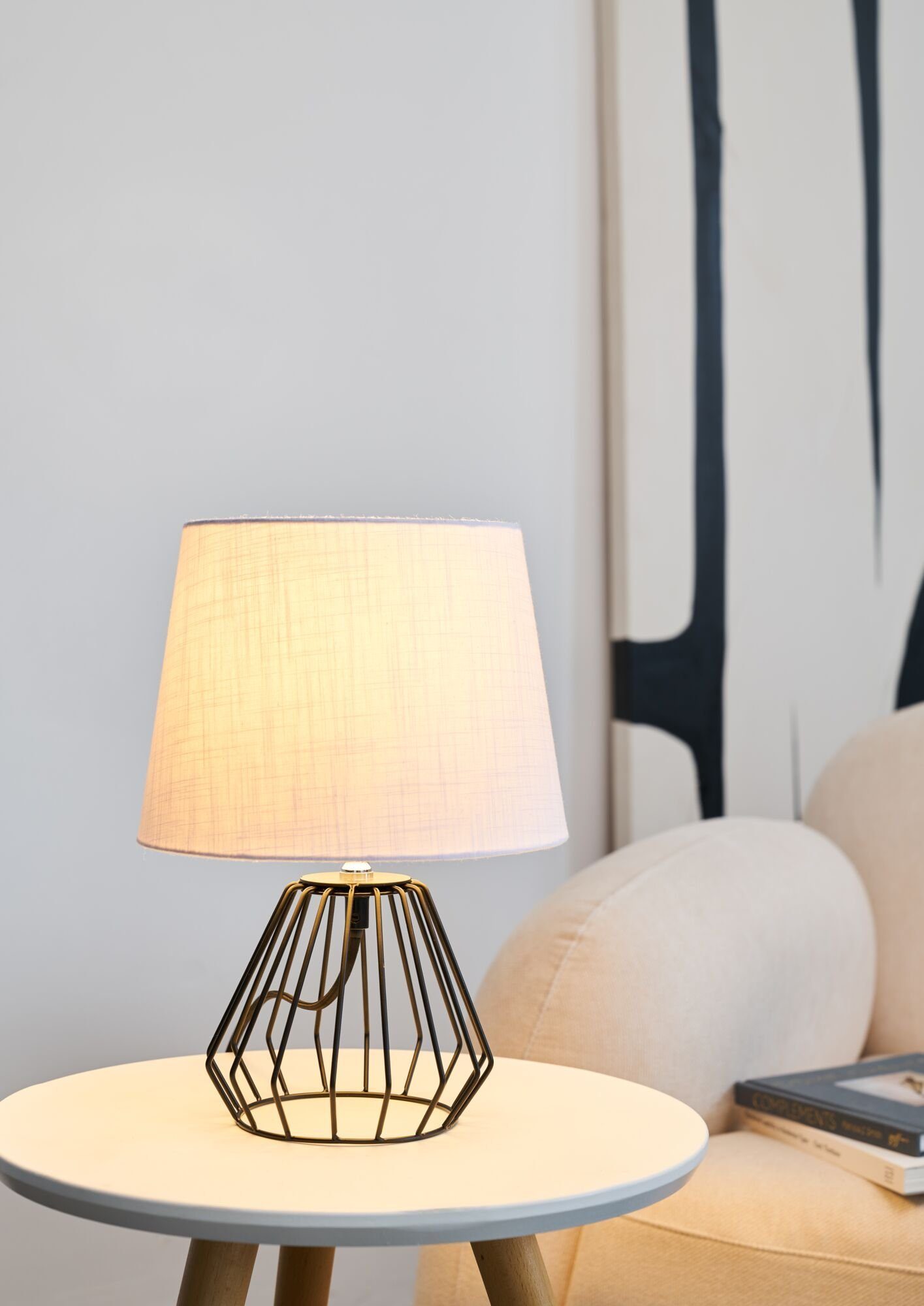 Pauleen Tafellamp Shiny Diamond max. 20W lichtgrijs/zwart, stof/metaal tafellampen grijs
