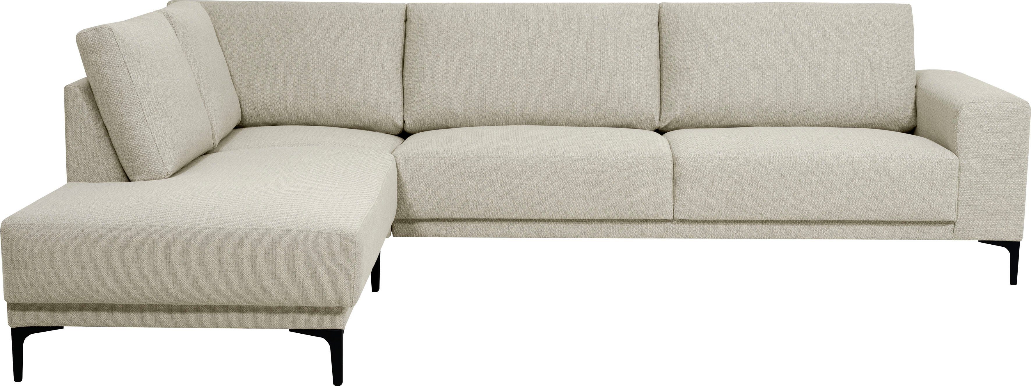 Places of Style Hoekbank Xander, L-model, Breedte 289 cm, geweven stof, soft-touch chenille, zwarte metalen voeten
