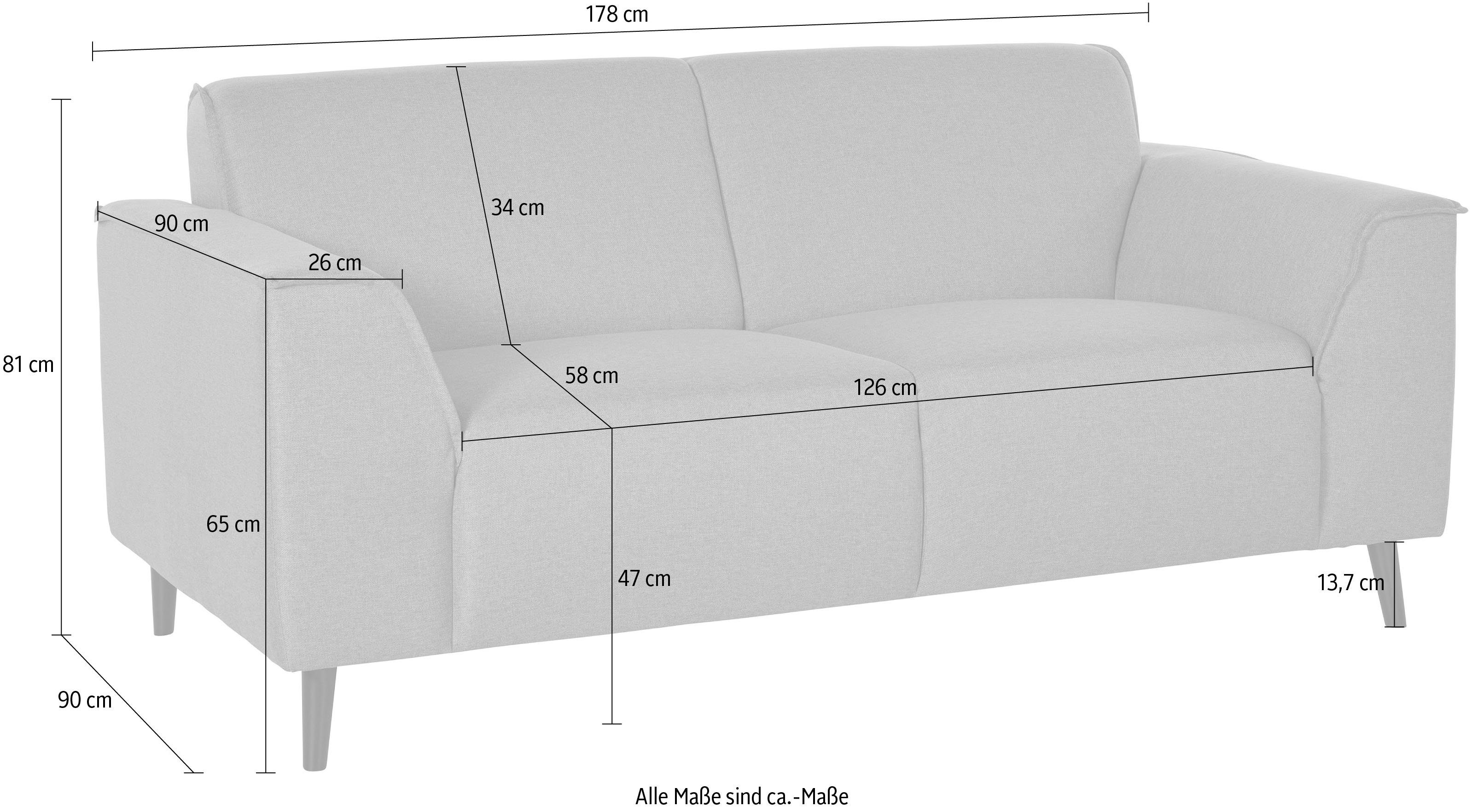 DOMO collection 2-zitsbank Amora moderne vormtaal, geweldige afwerkingsdetails, comfortabel