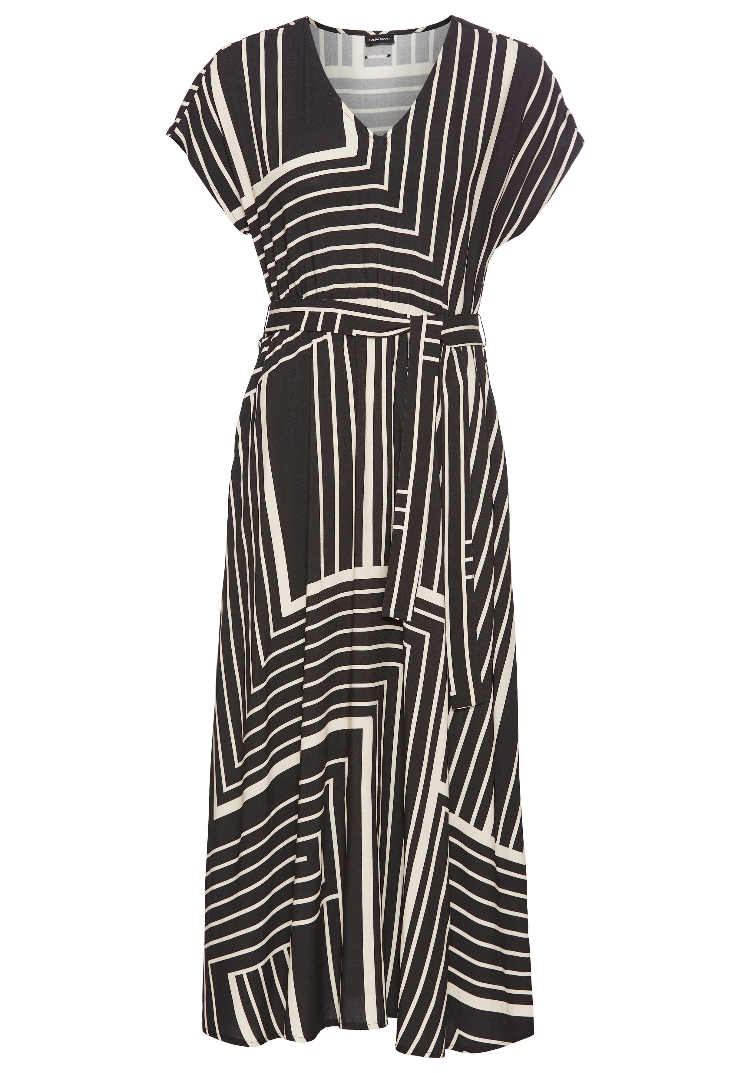 Laura Scott Midi-jurk in trendy maxi-streepdesign (2-delig, Inclusief stoffen riem)