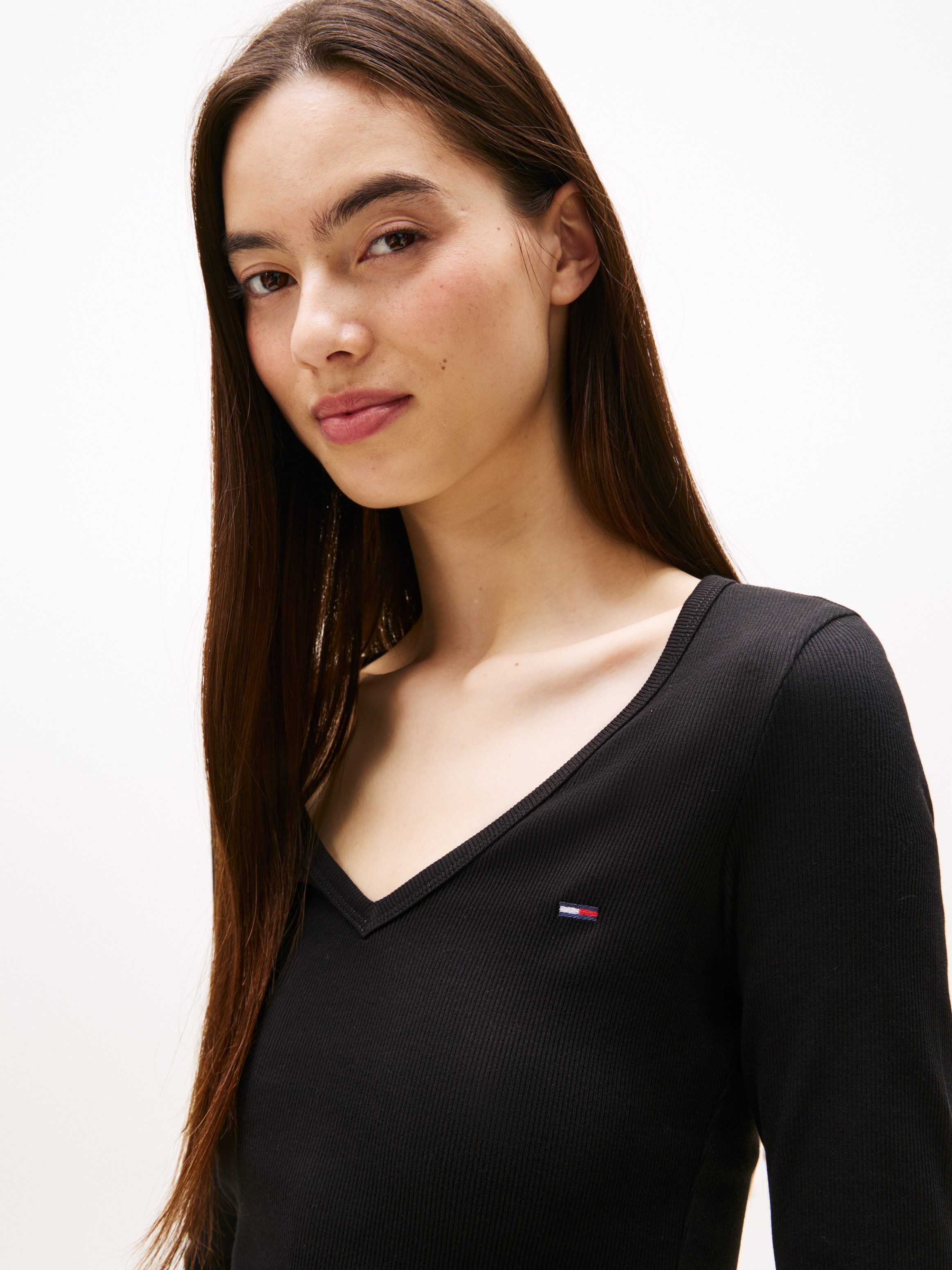 TOMMY JEANS Shirt met lange mouwen TJW SLIM ESSENTIAL RIB V LS