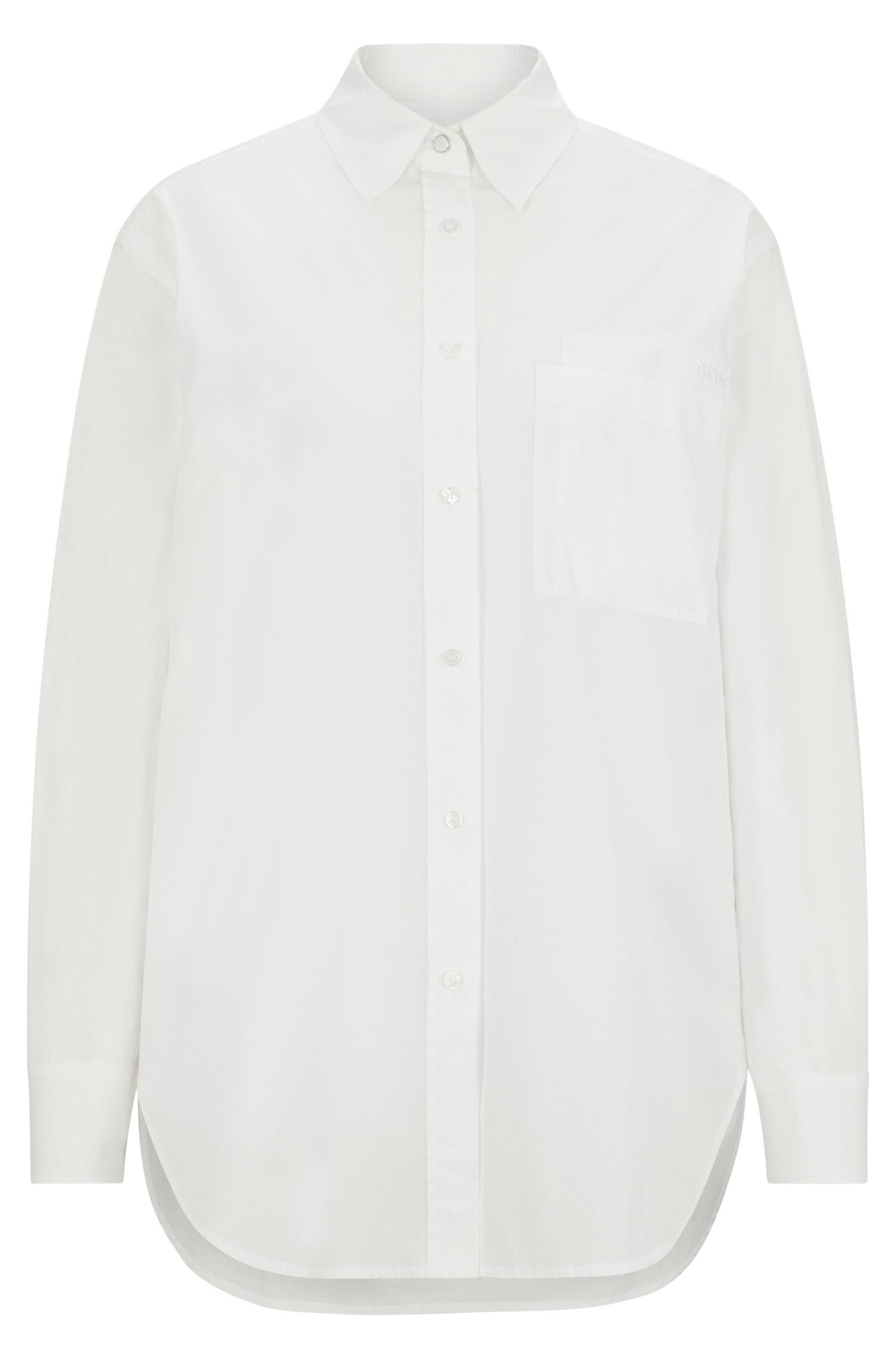 Boss Orange Overhemdblouse C_Bostucci_3 met drukknoppen & knoopsluiting afgeronde zoom hemdblousekraag