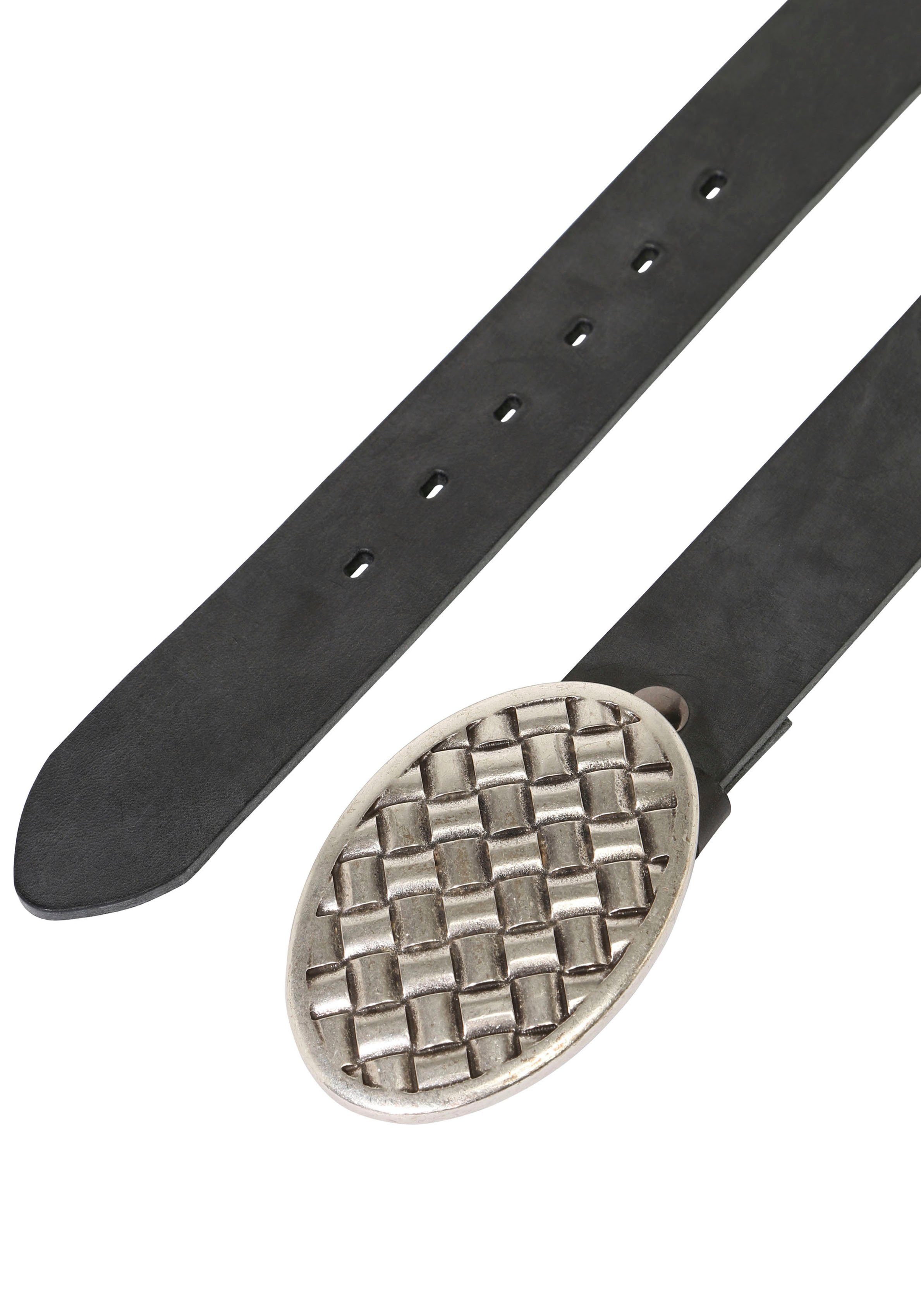 RETTUNGSRING by showroom 019° Leren riem met verwisselbare sluiting "ovaal gevlochten"