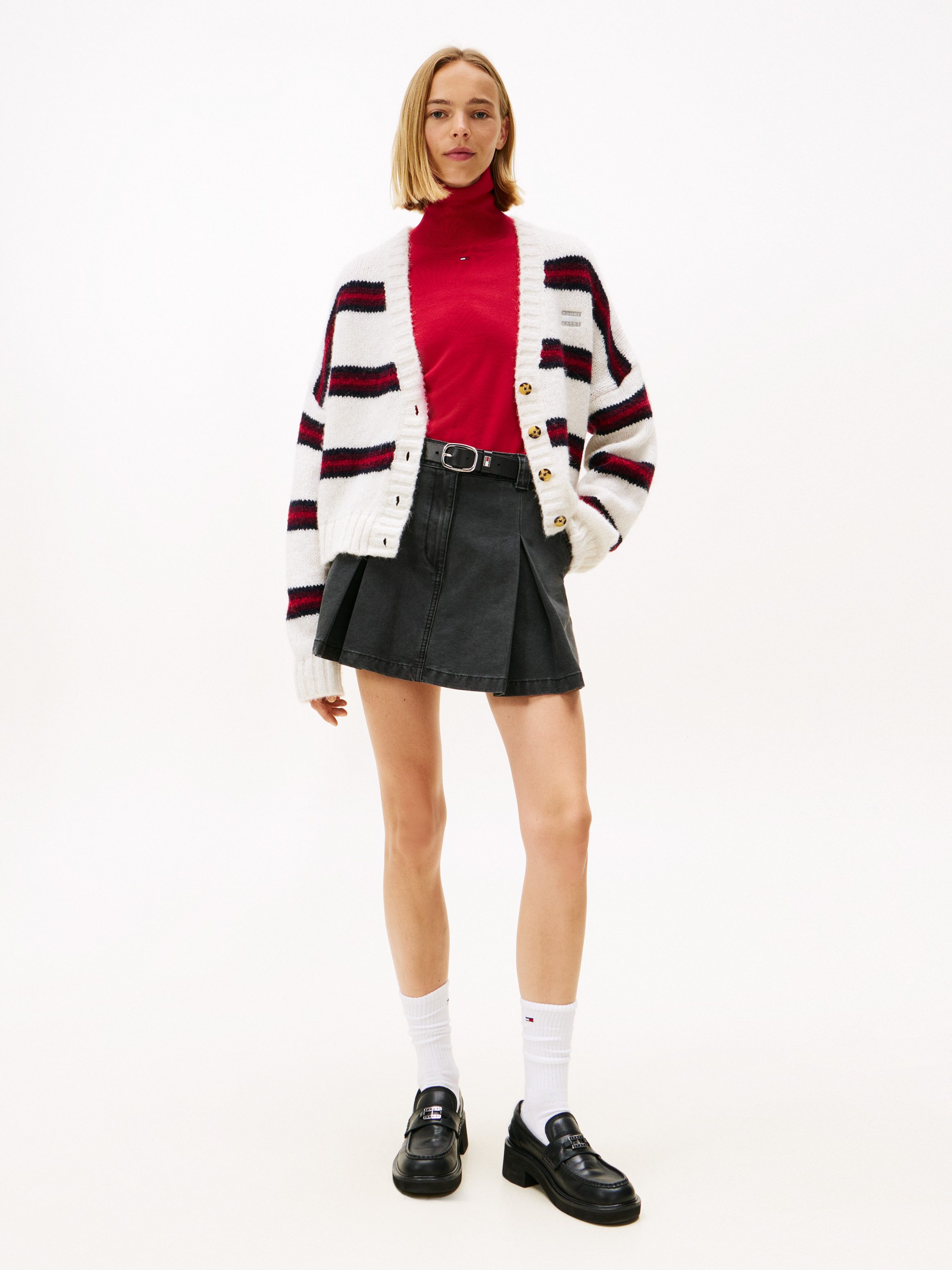 TOMMY JEANS Vest TJW BADGE STRIPE FLUFF CARDI EXT