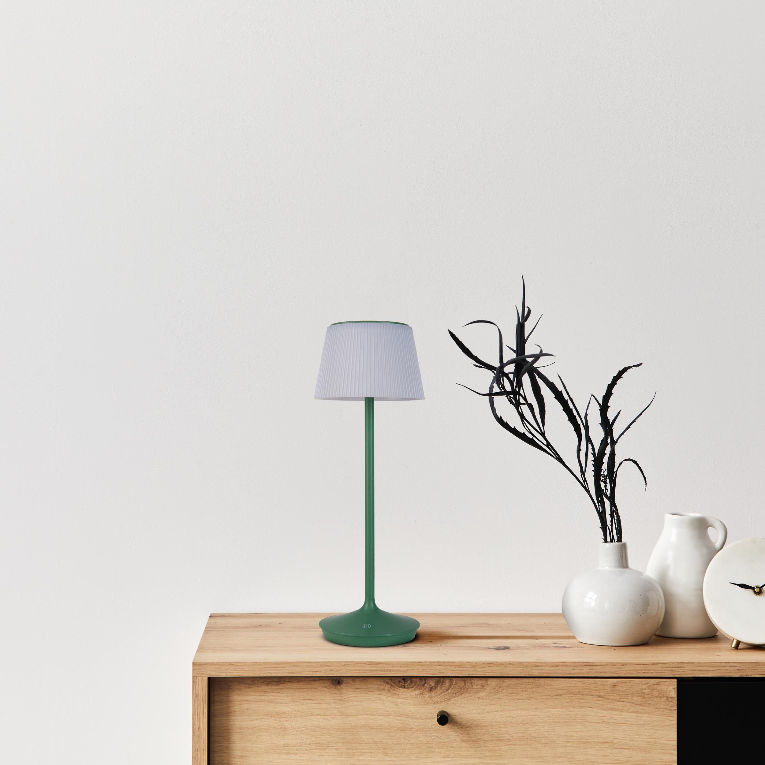 näve Led-tafellamp Zonne-lamp / acculamp "EMMI" Zonne-energie, accubedrijf, CCT, aanraaksensor, accutafellamp (1 stuk)