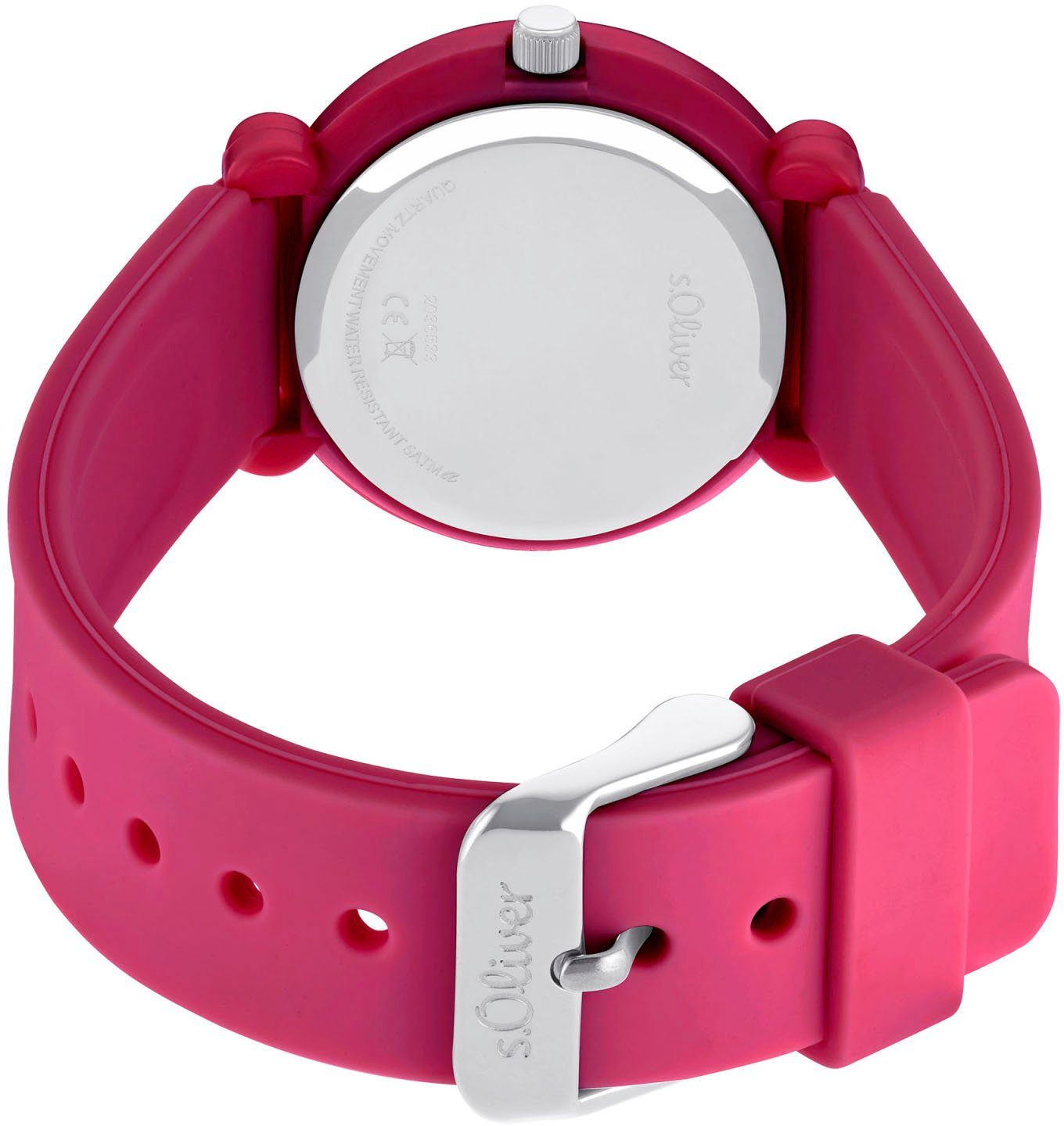 s.Oliver Kwartshorloge 2036532 Armbandhorloge, kinderen, meisjes, lieveheersbeestje, klavertjes, siliconen armband