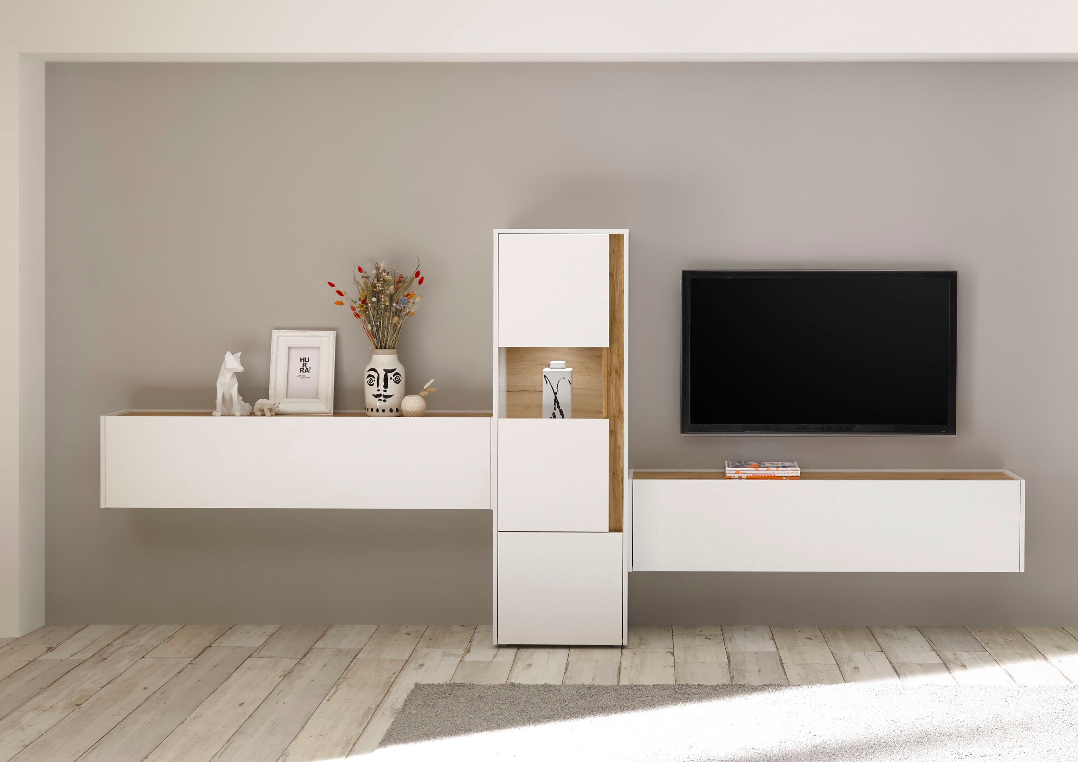 INOSIGN Wandmeubel City/Giron Breedte ca. 350 cm (set, 3-delig) tv-wandmeubels wit