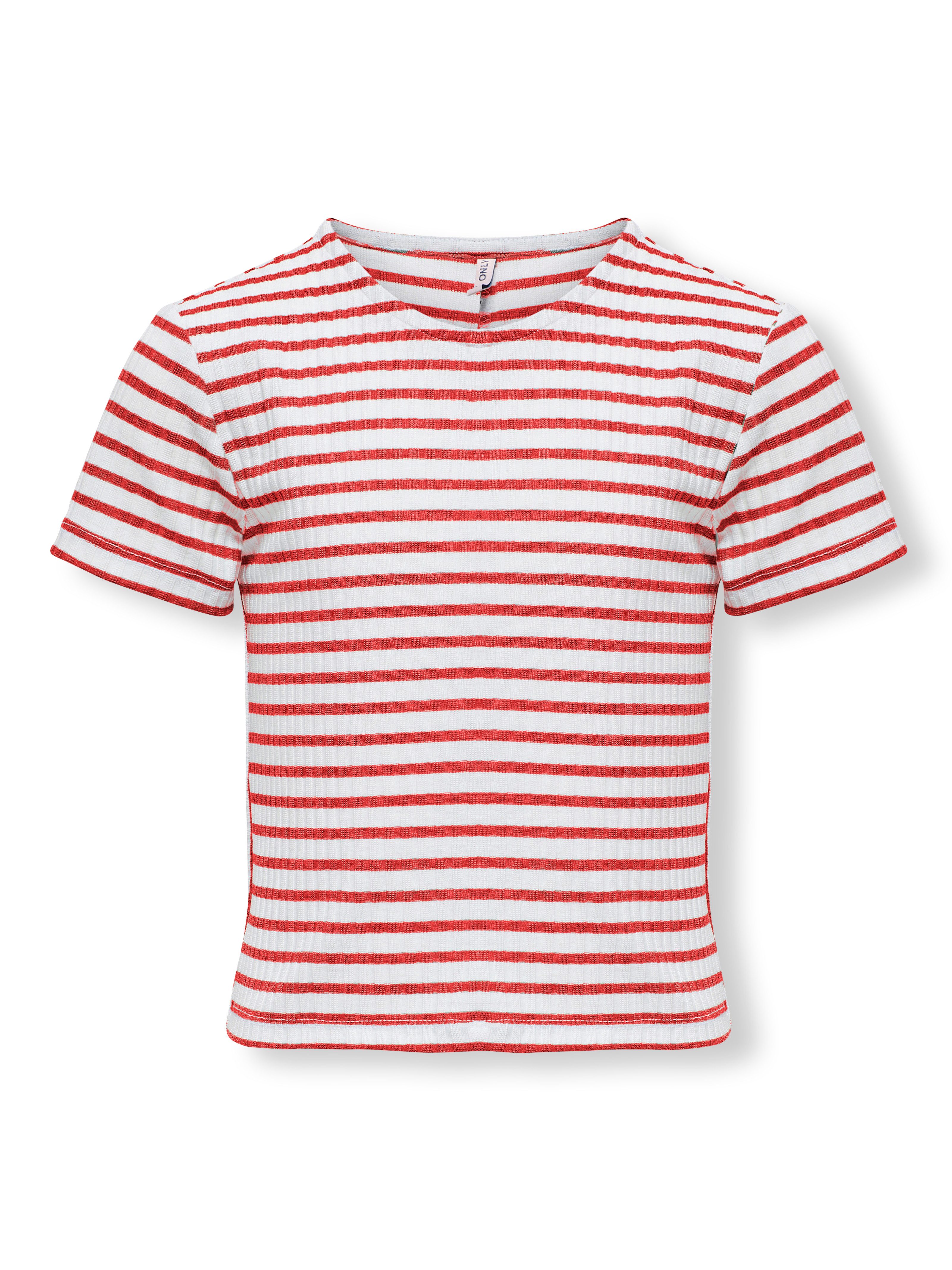 KIDS ONLY Shirt met korte mouwen KOGNELLA STRIPED S/S O-NECK TOP JRS meisjes t-shirts maat 122 (128) wit