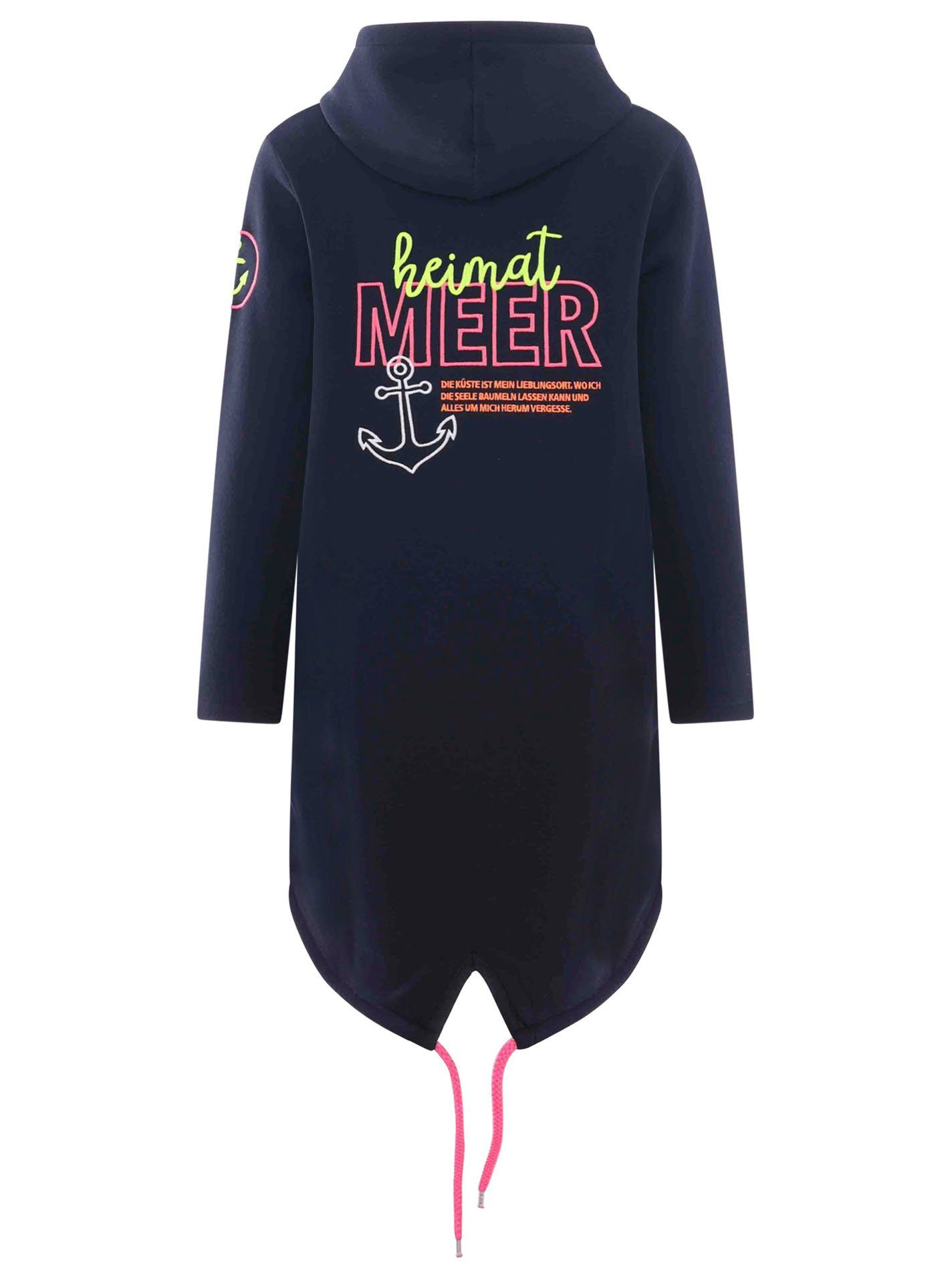 Zwillingsherz Capuchonsweatvest met capuchon, rugprint en kleinere frontprints