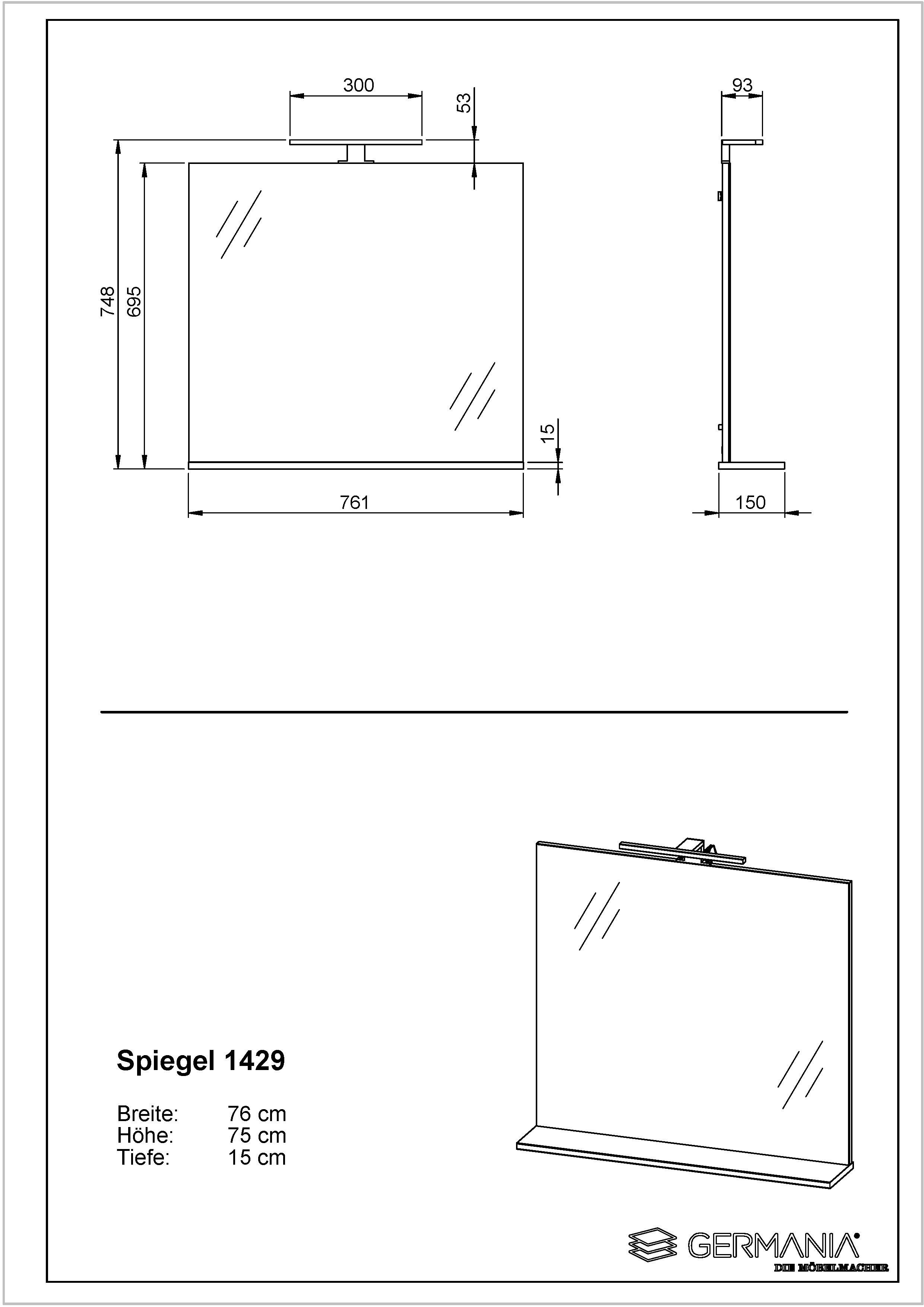 GERMANIA Badmeubelset Ameca Badset bestaande uit wastafelonderkast, spiegel & commode (3 stuks)