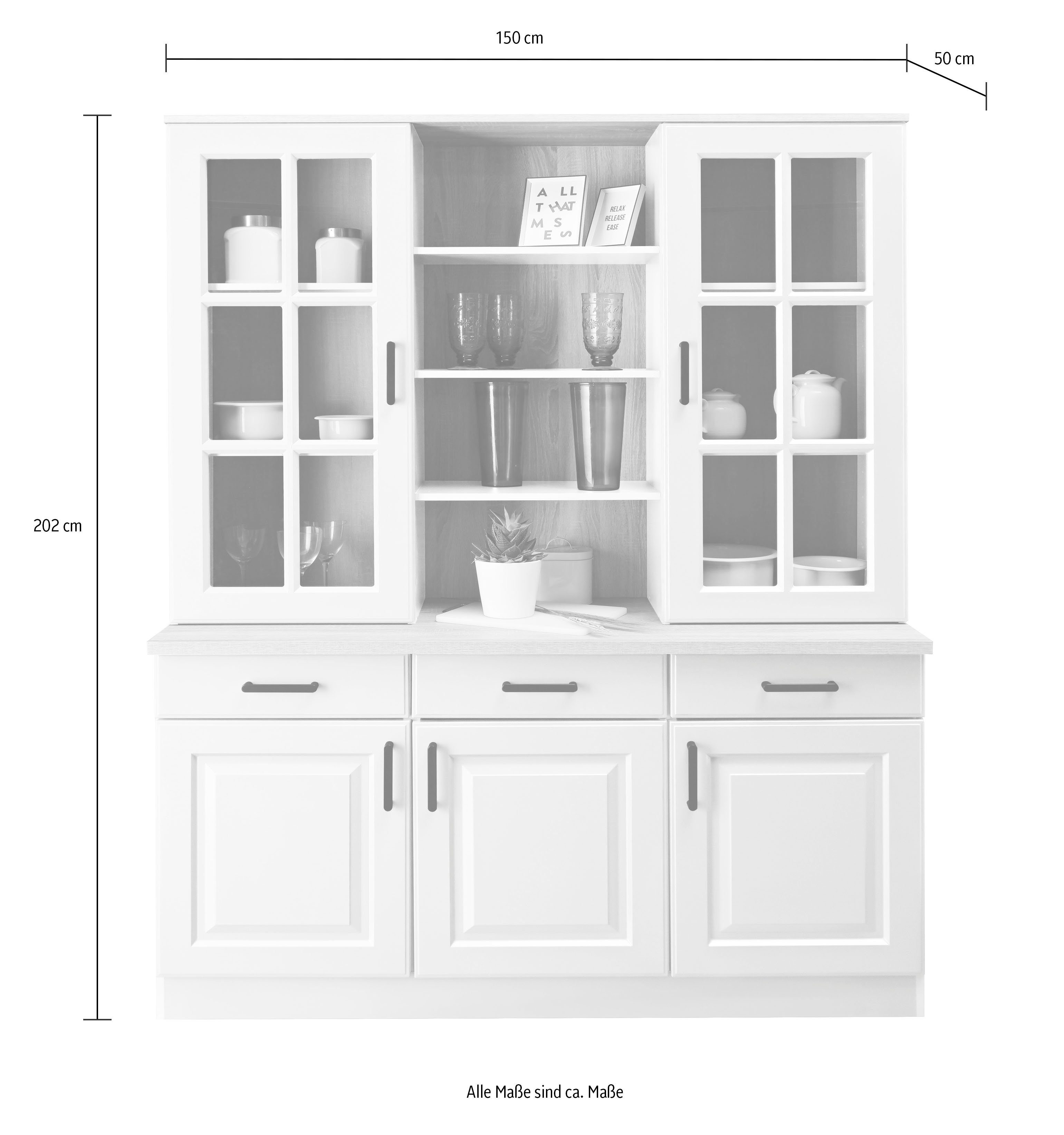 wiho Küchen Keukenbuffet Malmö 202 cm hoog met paneelfront