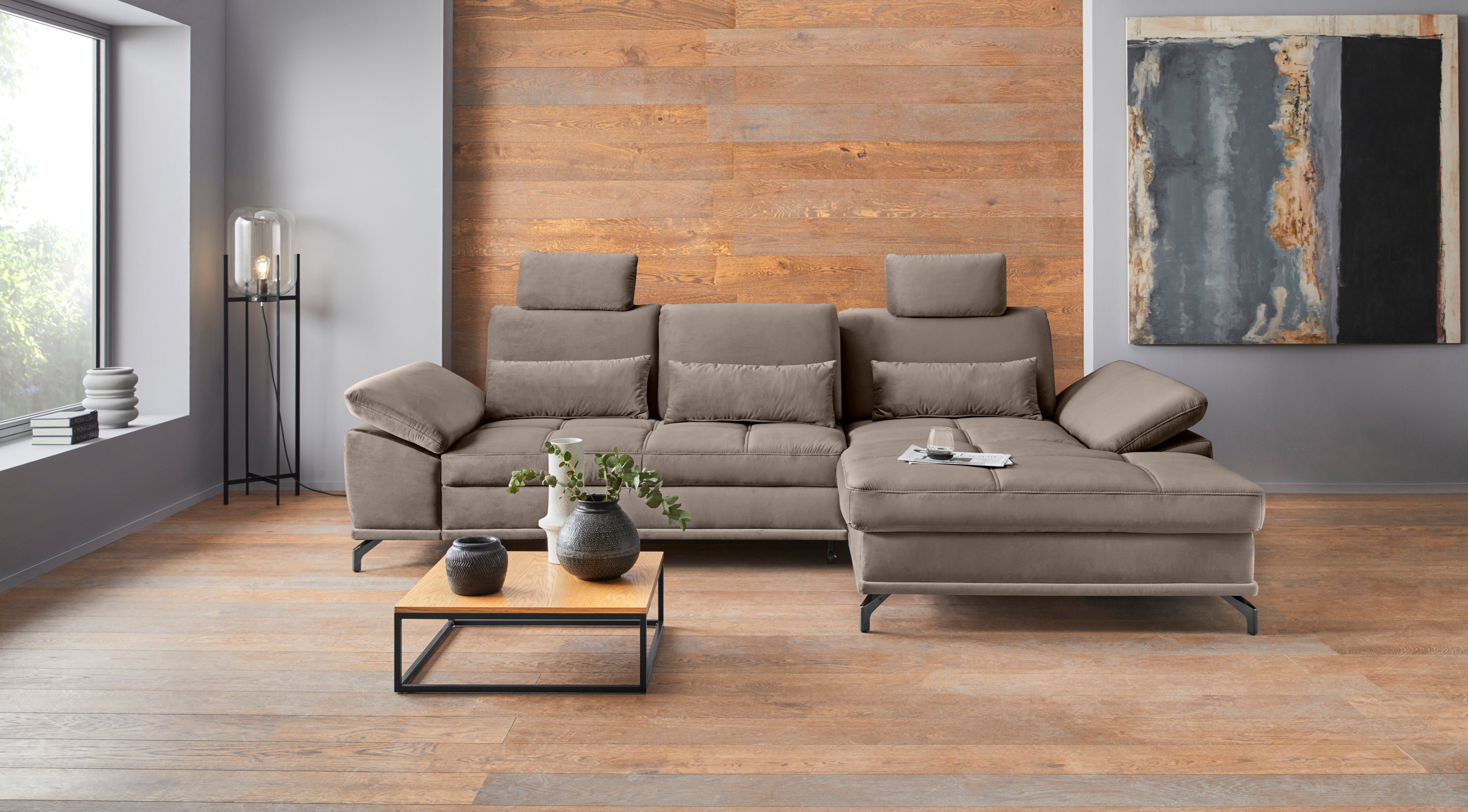 Places of Style Hoekbank Costello L-vorm, met zitdiepteverstelling, armleuningverstelling en