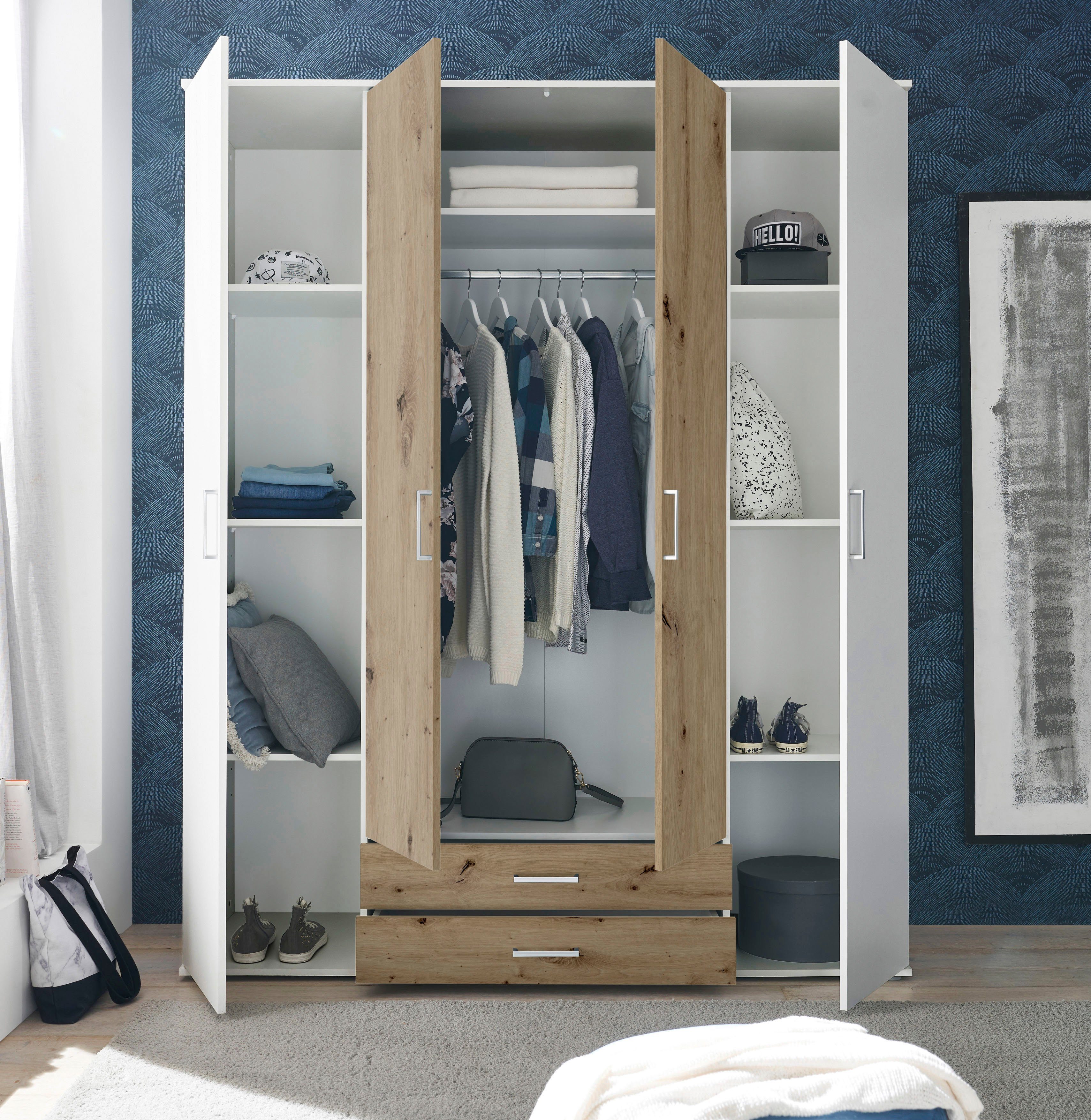 Schlafkontor Kledingkast Marburg bestseller kast garderobe met lades Slaapkamerkast in topkwaliteit, in 2 breedtes