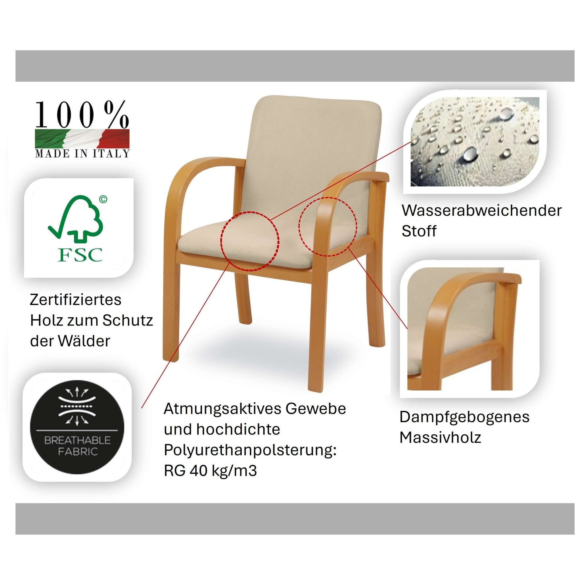 Home affaire Eetkamerstoel LINA707 Extra-comfort, vlekbestendig weefsel, massief hout (1 stuk)